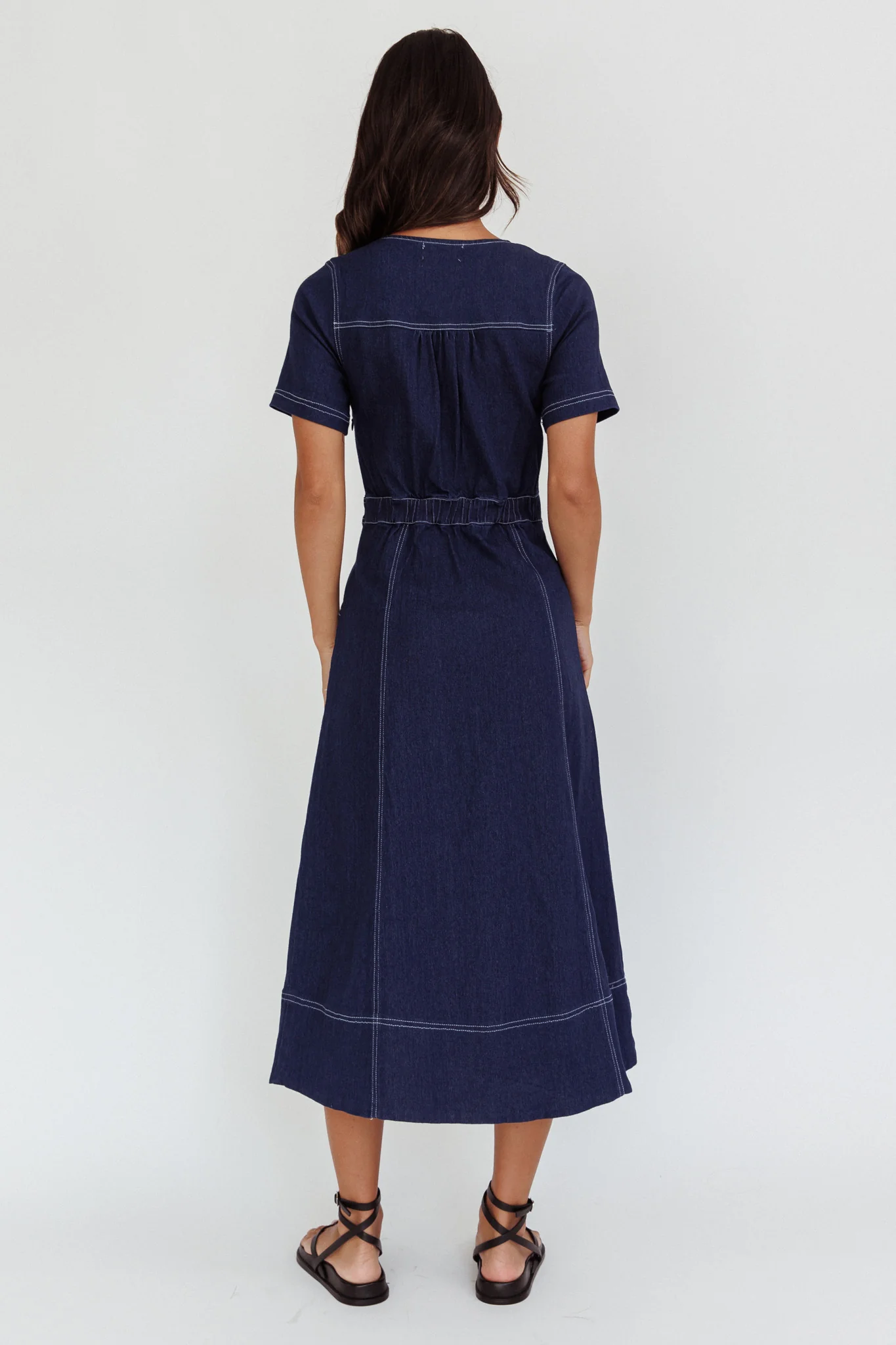 Aspen Love Front Pocket Midi Dress Indigo - Sonourner