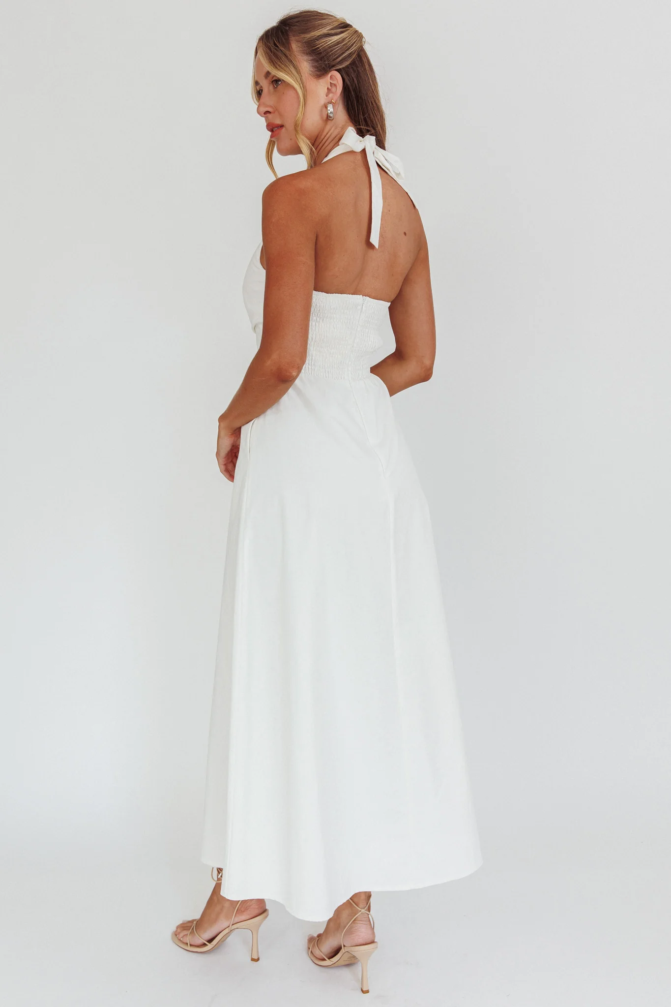 Can't Compete A-Line Halter Maxi Dress White - Sonourner