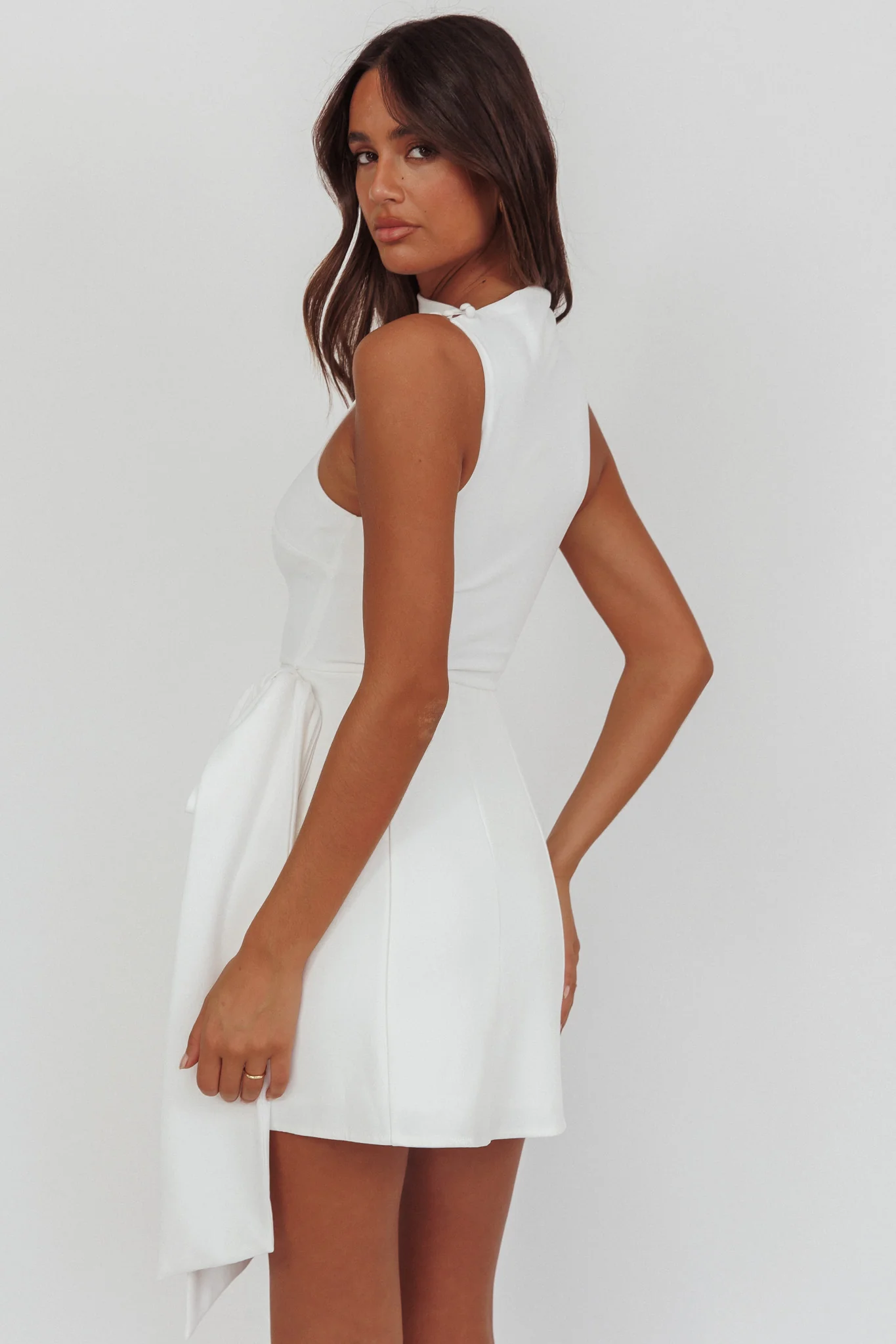 Breaker High Neck Mini Dress White White - Sonourner