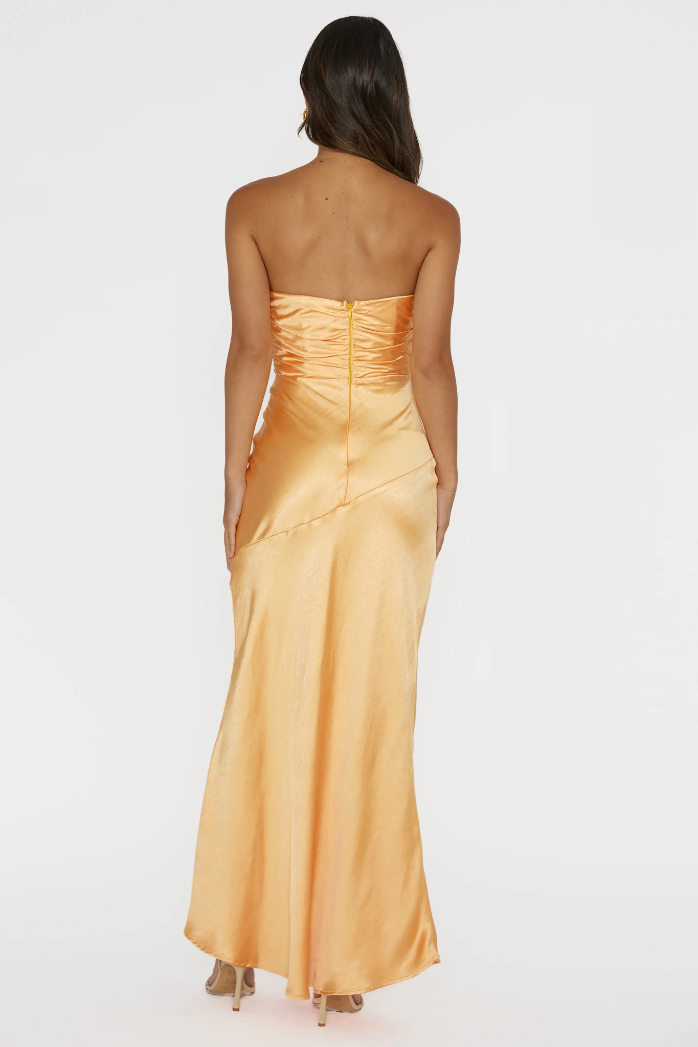 Blaise Asymmetric Neckline Maxi Dress Apricot - Sonourner