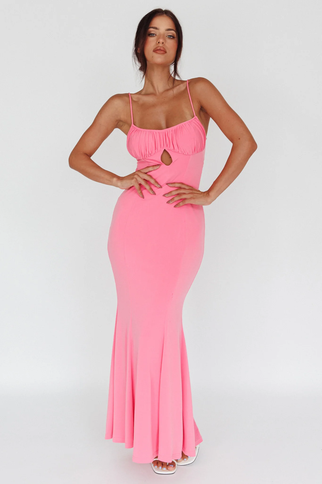 Marcella Keyhole Bust Maxi Dress Pink - Sonourner
