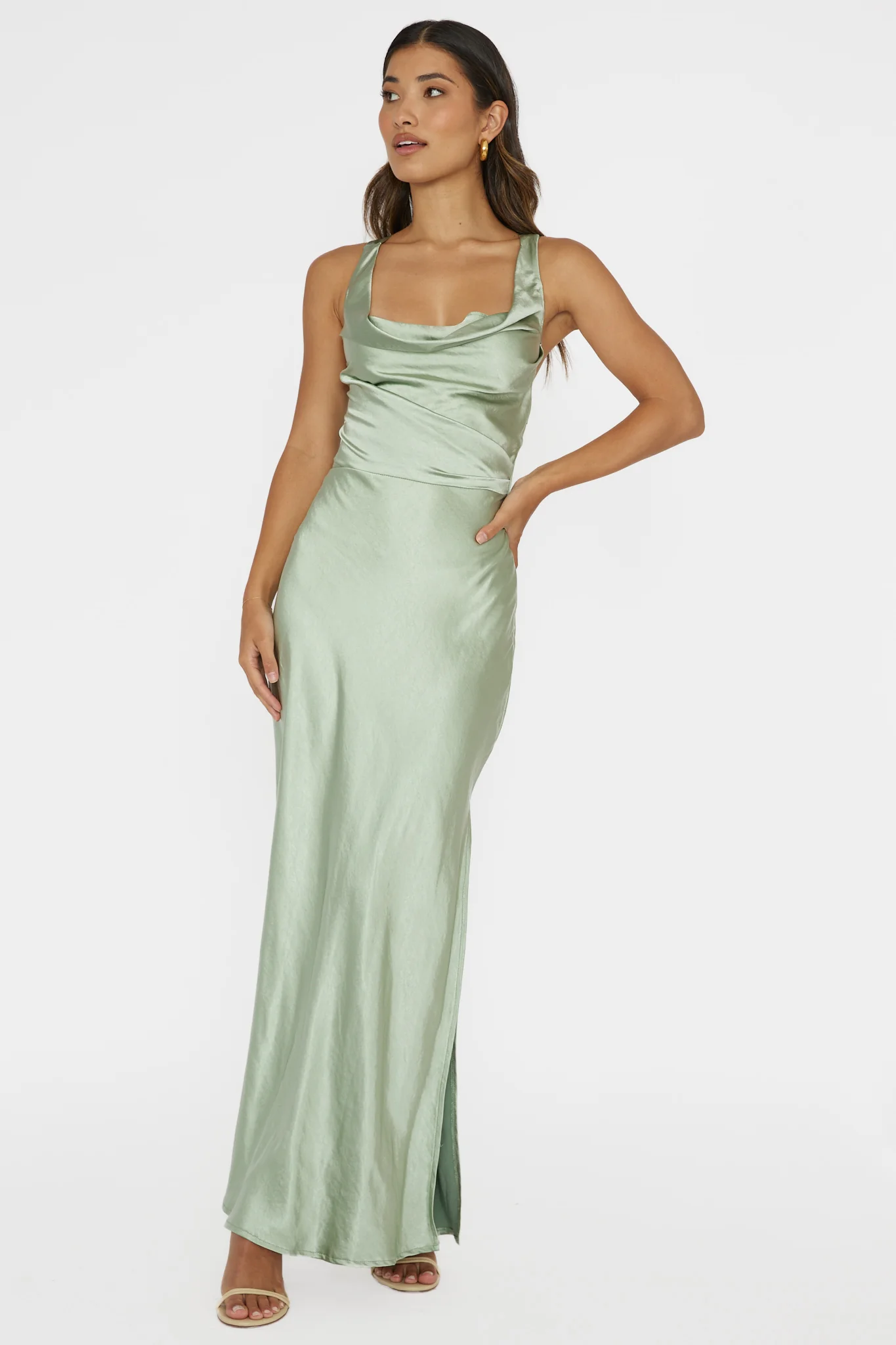 Sitara Tied Back Maxi Dress Sage - Sonourner
