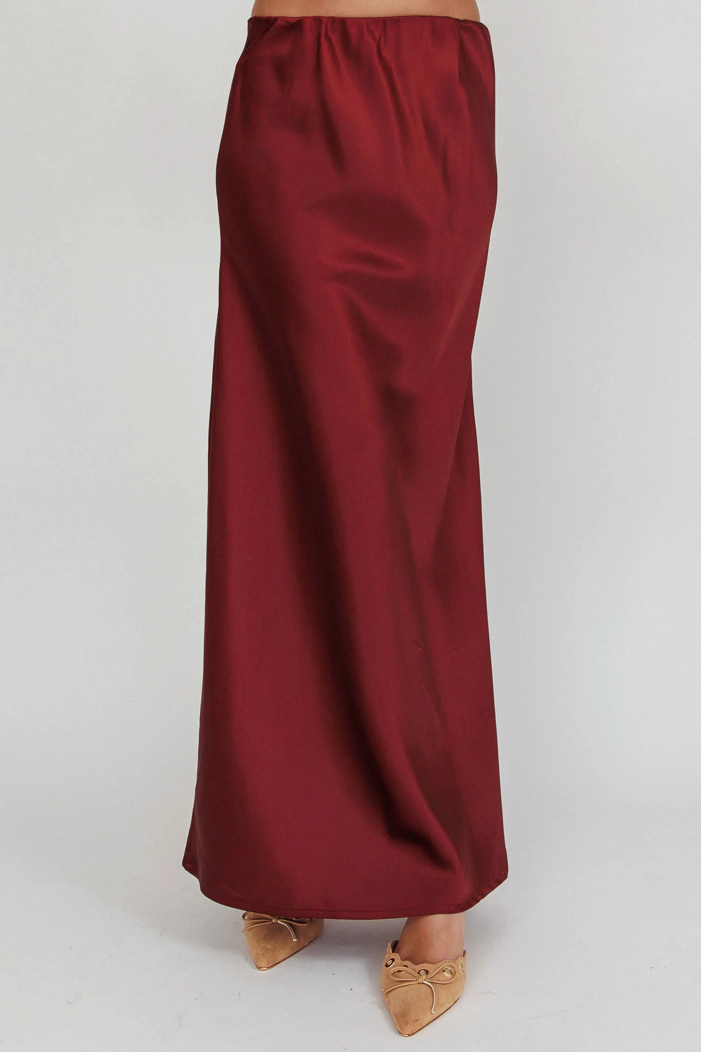 Cherubim Satin Maxi Skirt Wine - Sonourner