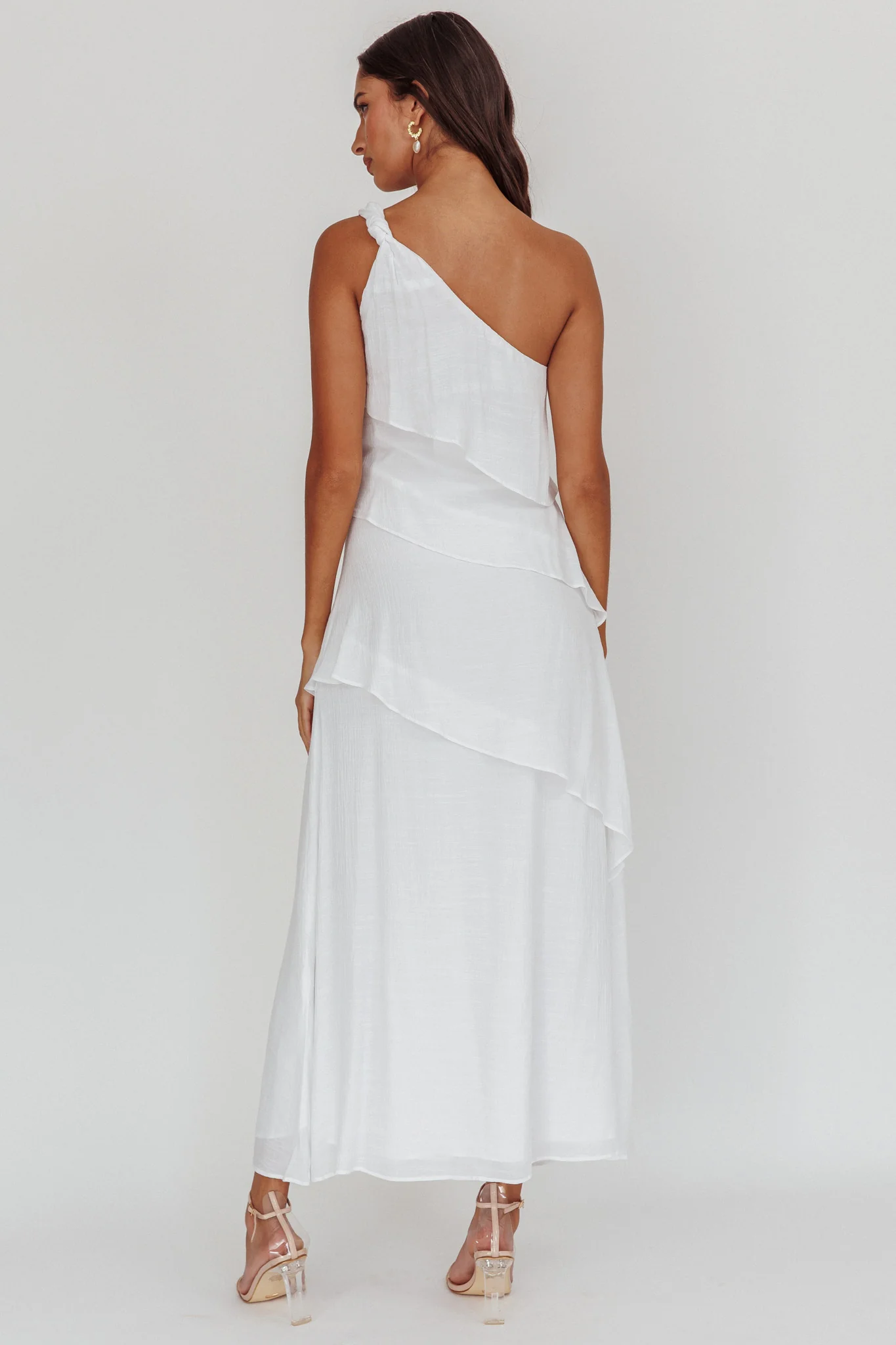 Delwyn One-Shoulder Maxi Dress White - Sonourner
