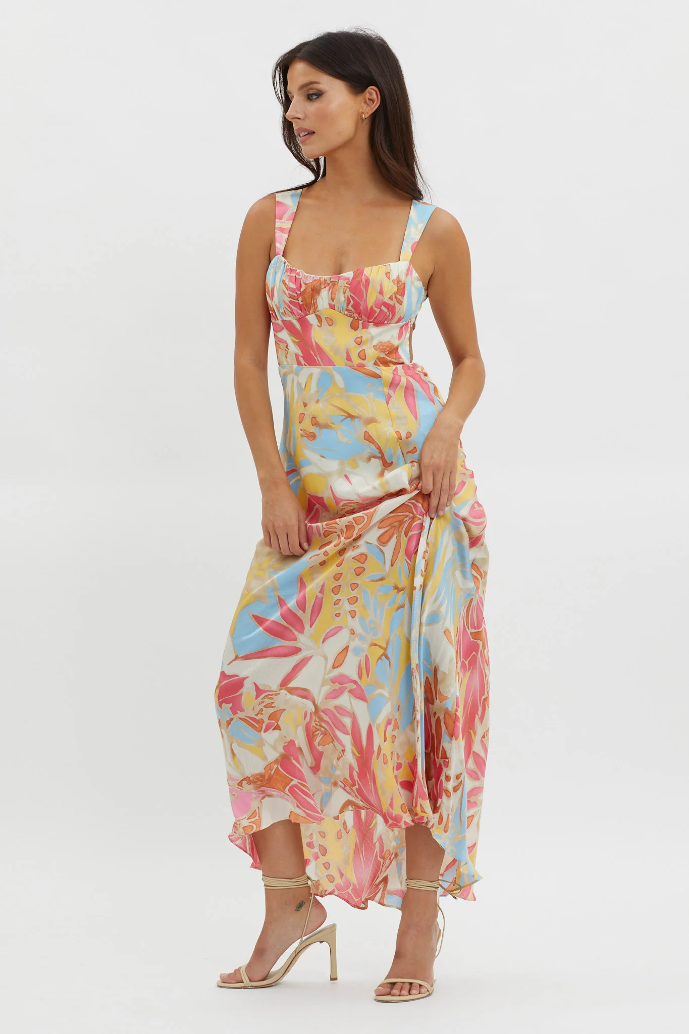 Casuarina Gathered Bust Midi Dress Blue - Sonourner