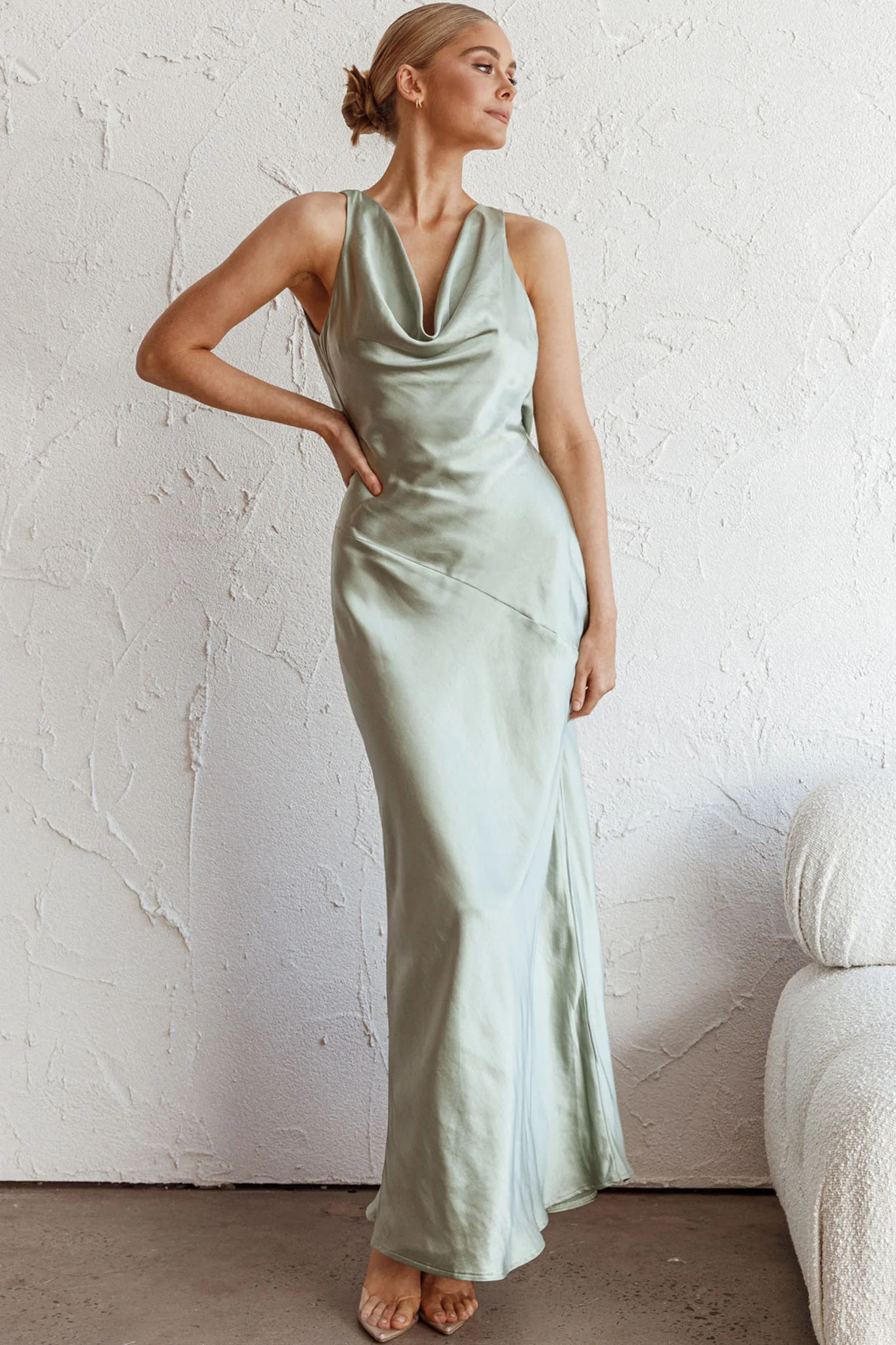 Cassiopeia Open Back Maxi Dress Pistachio - Sonourner
