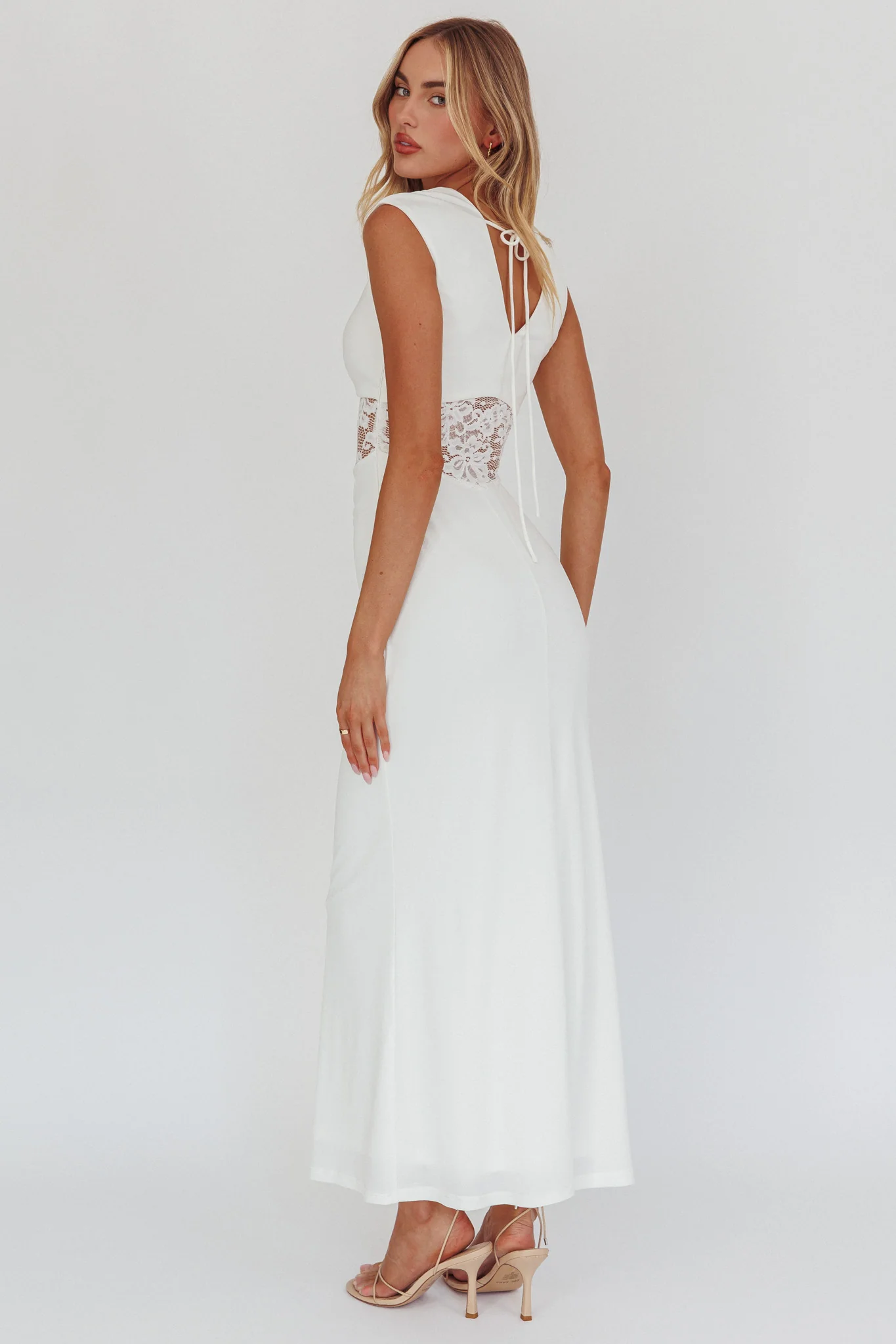 Solara Lace Waist Maxi Dress White - Sonourner