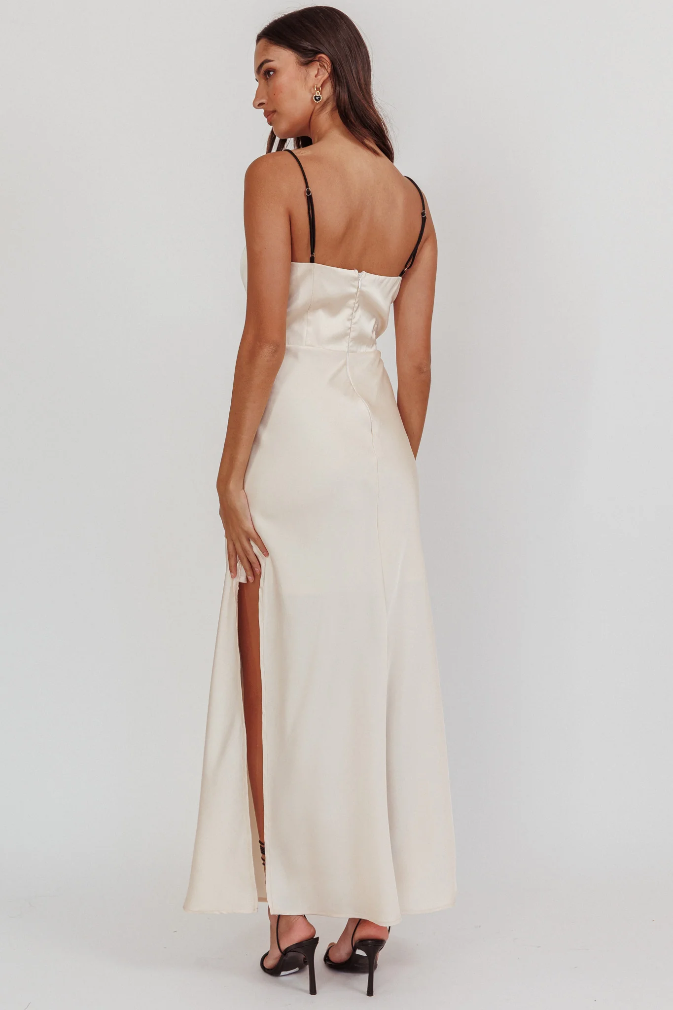 Tomorrow's Love Gathered Bow Neckline Maxi Dress Oyster - Sonourner