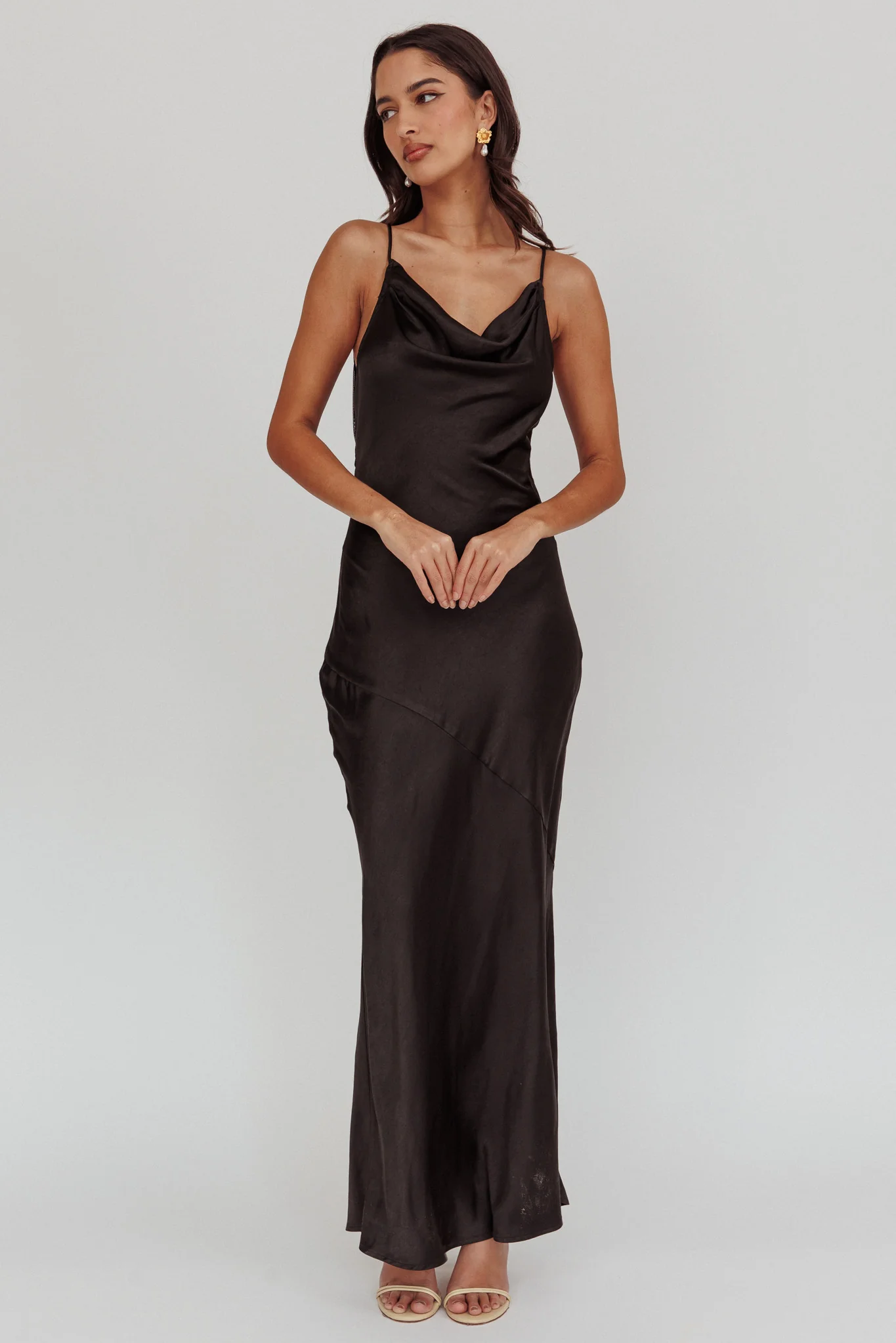 Noreen Cut-Out Back Maxi Dress Black - Sonourner