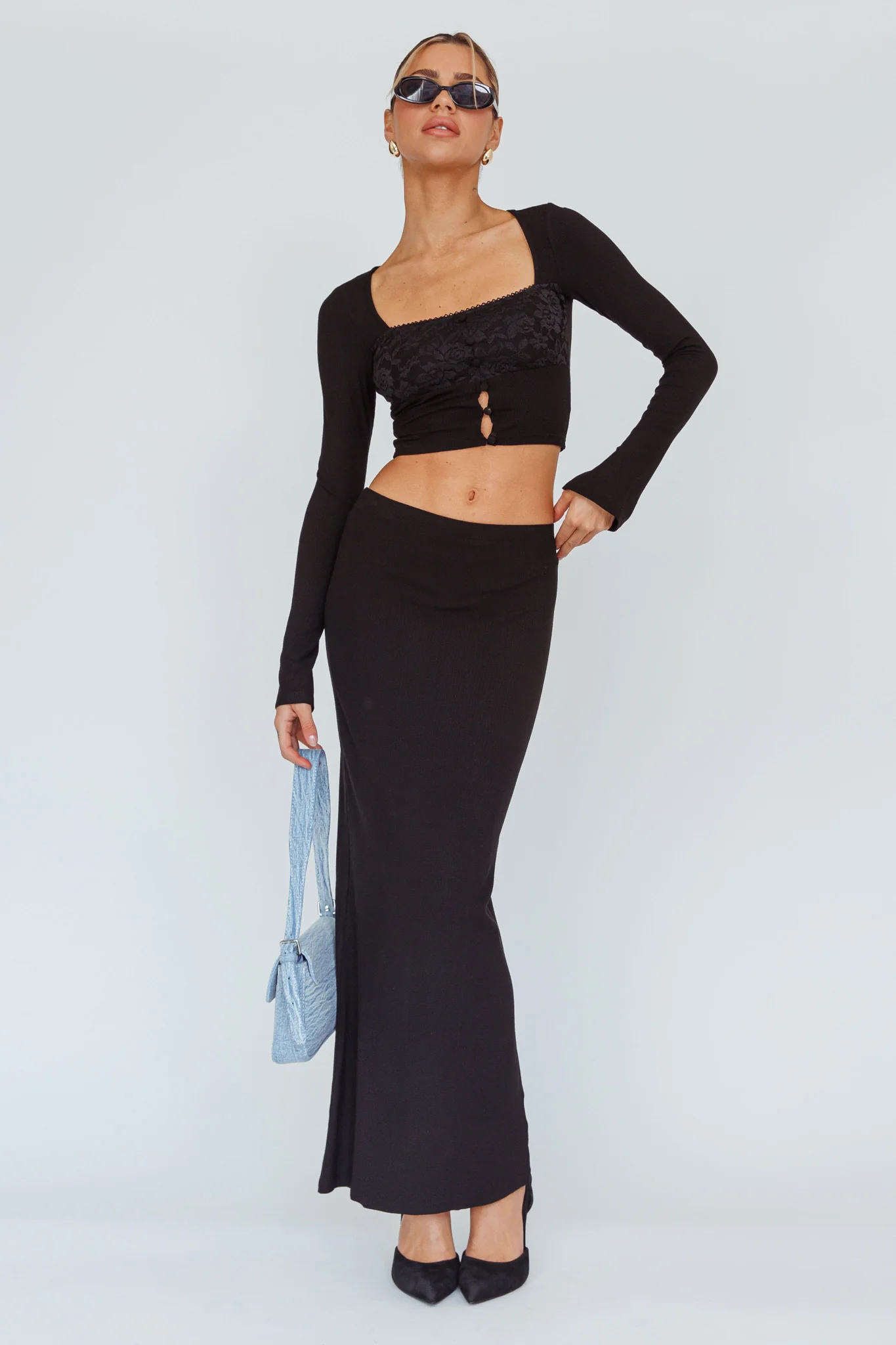 Lauryn Stretch Maxi Skirt Black - Sonourner