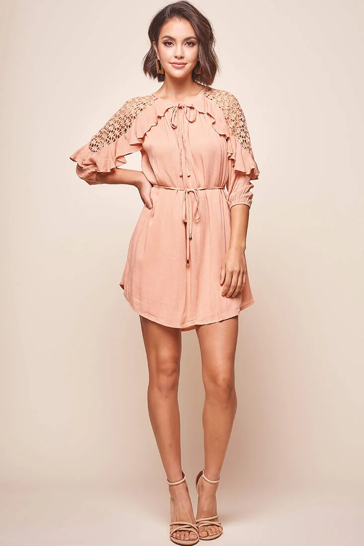 Arizona Waist-Tie Kaftan Dress Rose - Sonourner