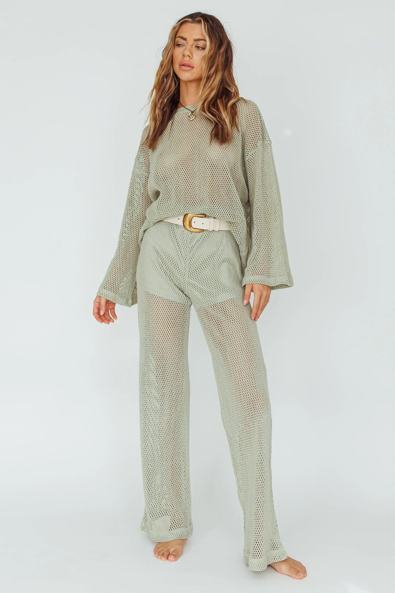Mahina Long Net Pants Sage - Sonourner