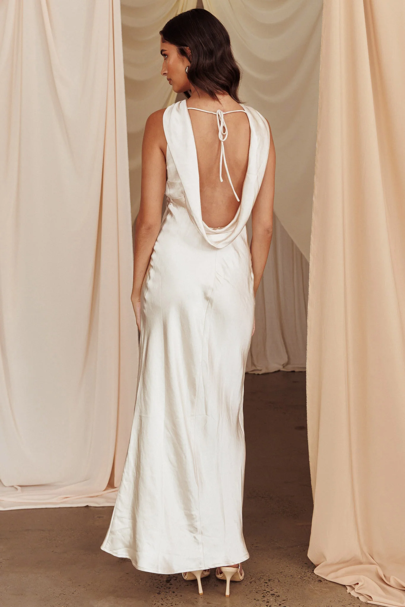 Starry Nights Cowl Back Maxi Dress Champagne - Sonourner