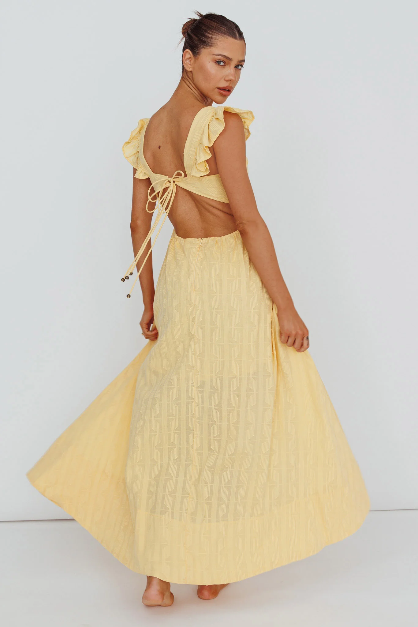 Greatest Hits Ruffle Strap Maxi Dress Yellow - Sonourner