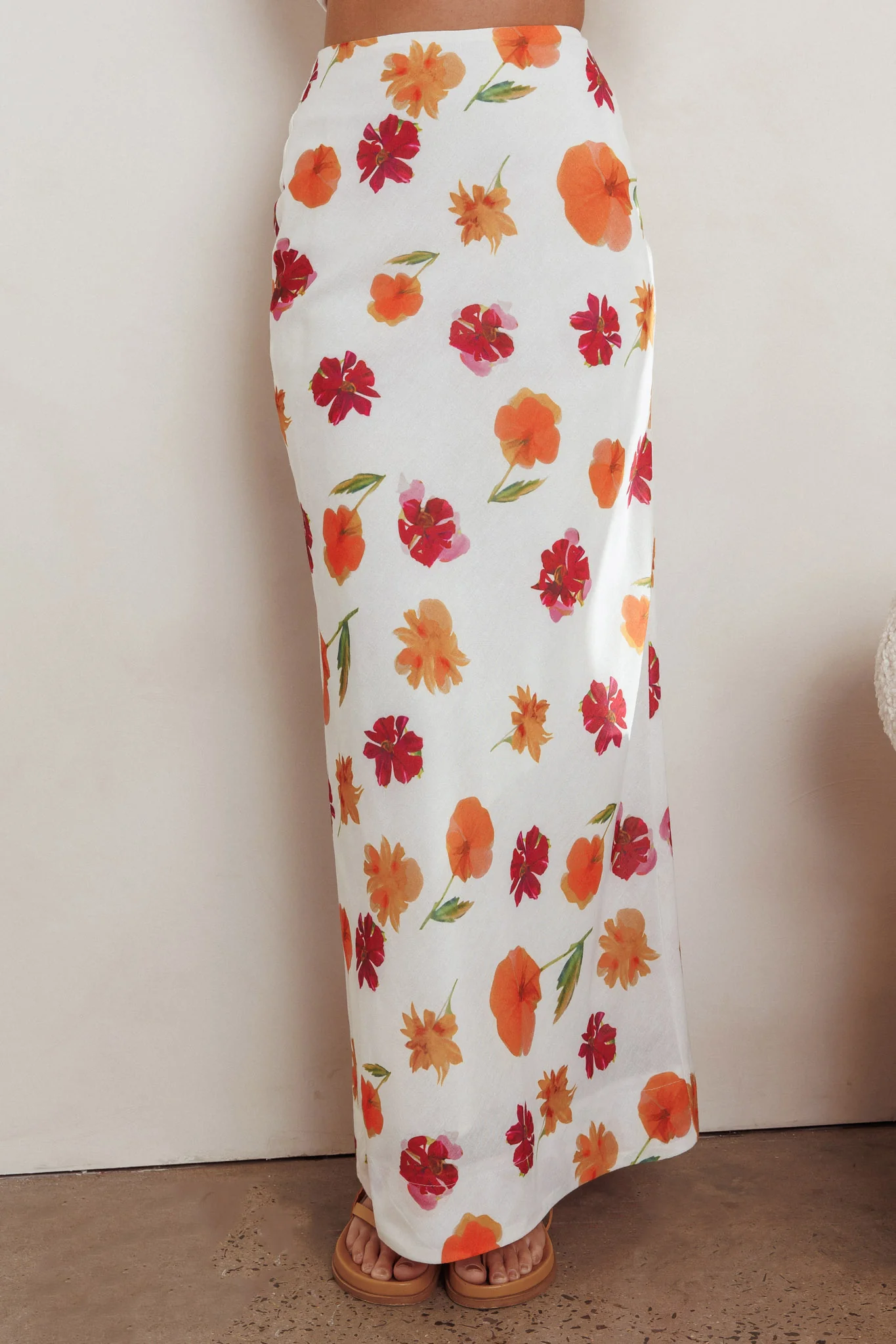 Philomena Maxi Skirt Floral Orange Multi - Sonourner