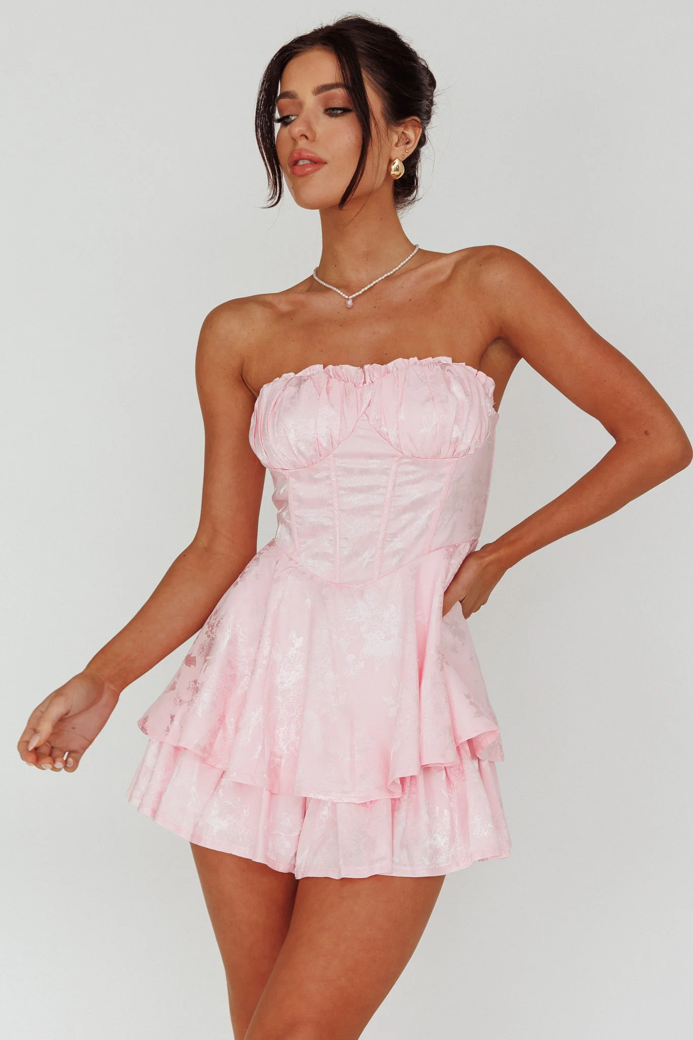 Angel Sky Gathered Bust Romper Pink - Sonourner
