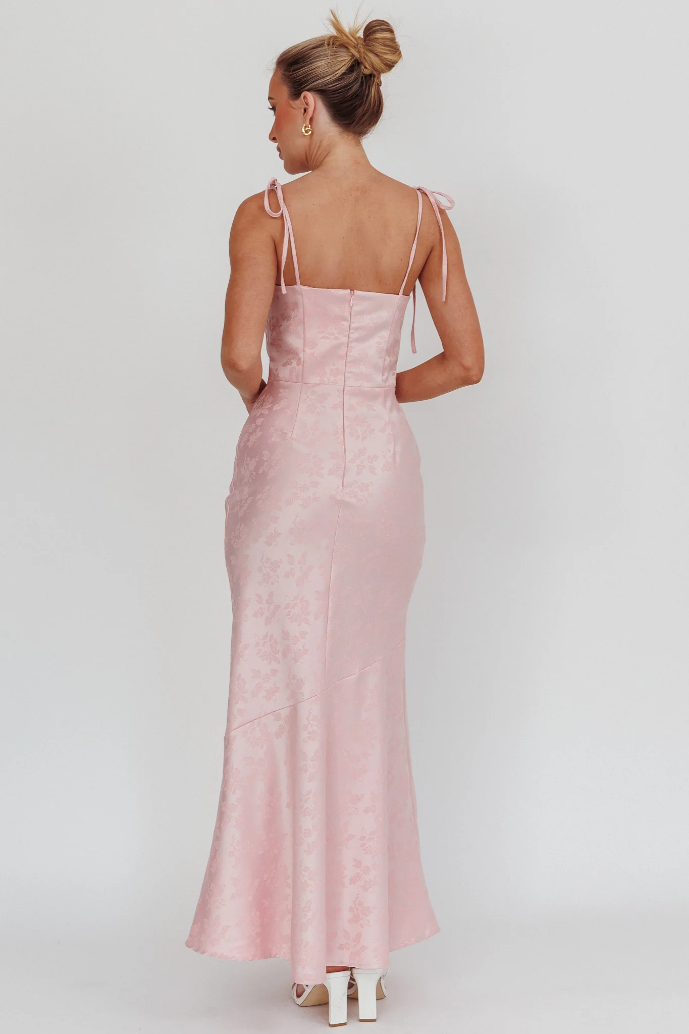Belonging Cowl Neck Tied Shoulders Maxi Dress Blush - Sonourner