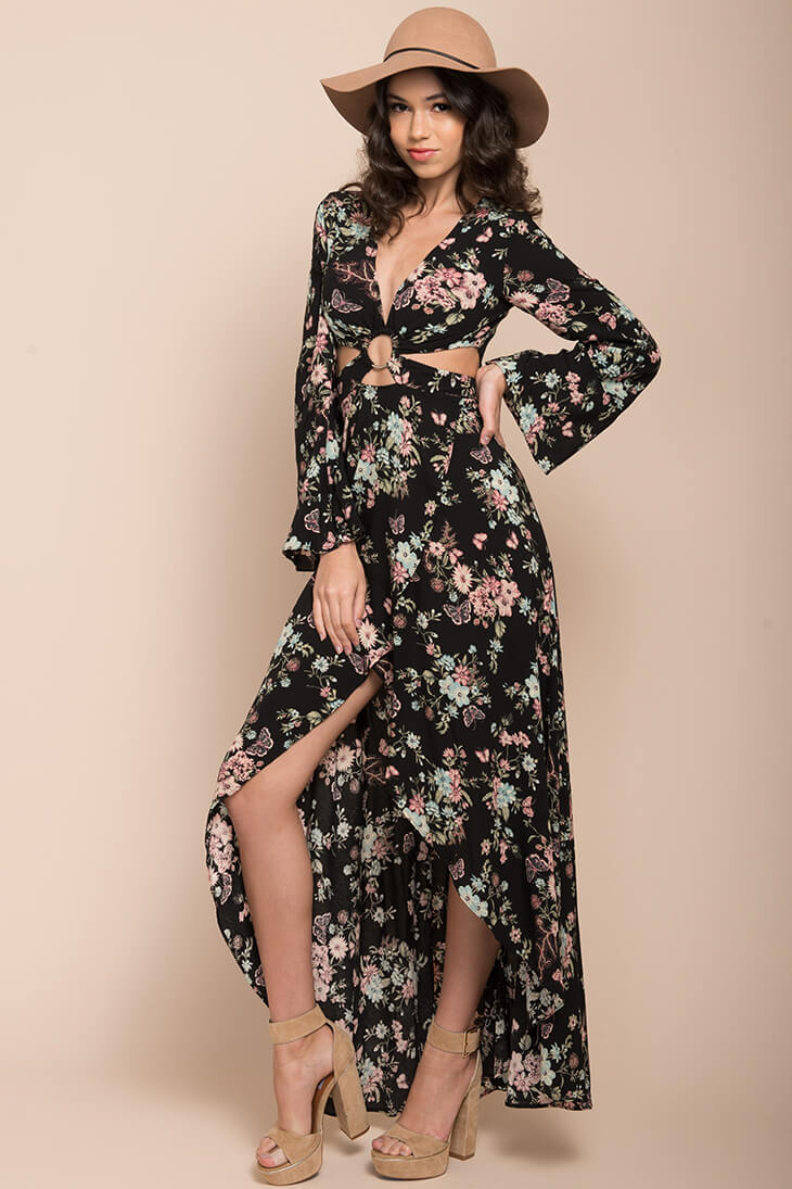 Havana High Slit Maxi Dress Black - Sonourner