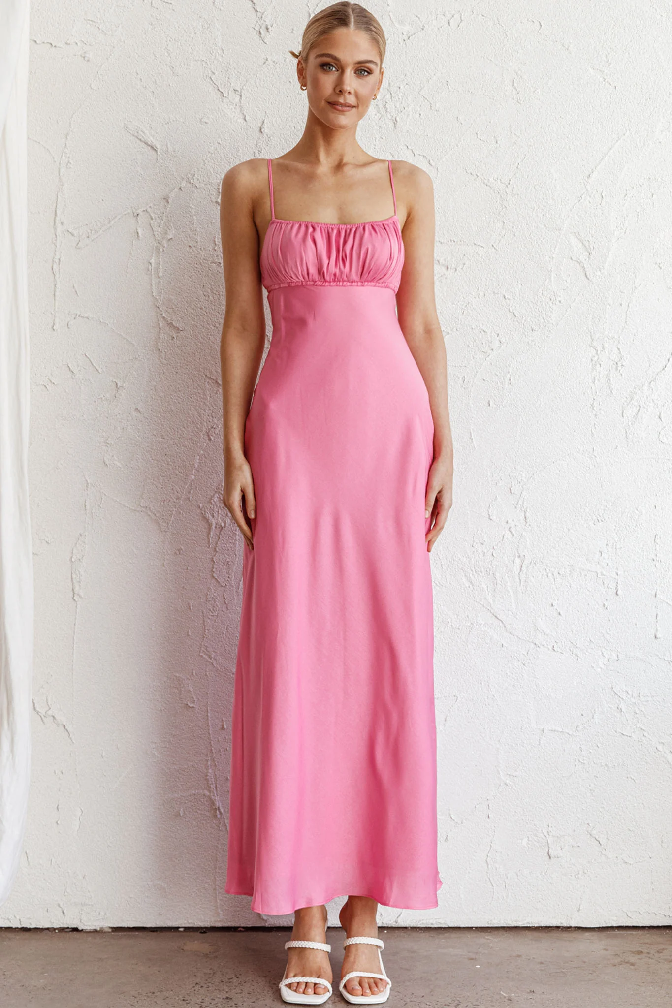 From Above V-Back Midi Dress Hot Pink - Sonourner