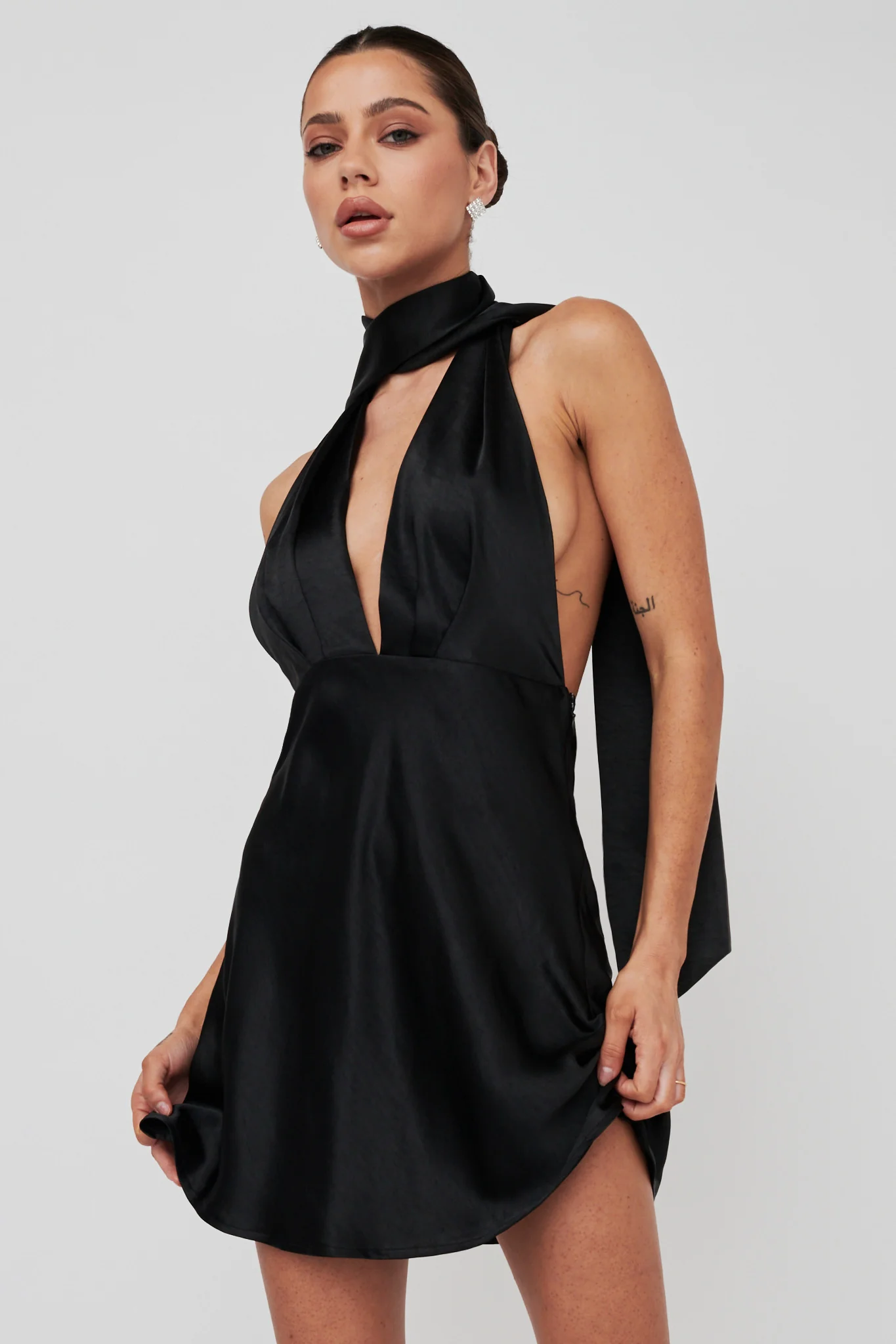 Italia Azure Halterneck Mini Dress Black - Sonourner