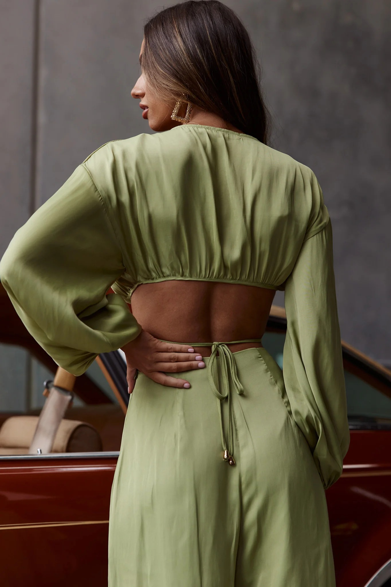 Lilian Wide Legs Pants Olive - Sonourner