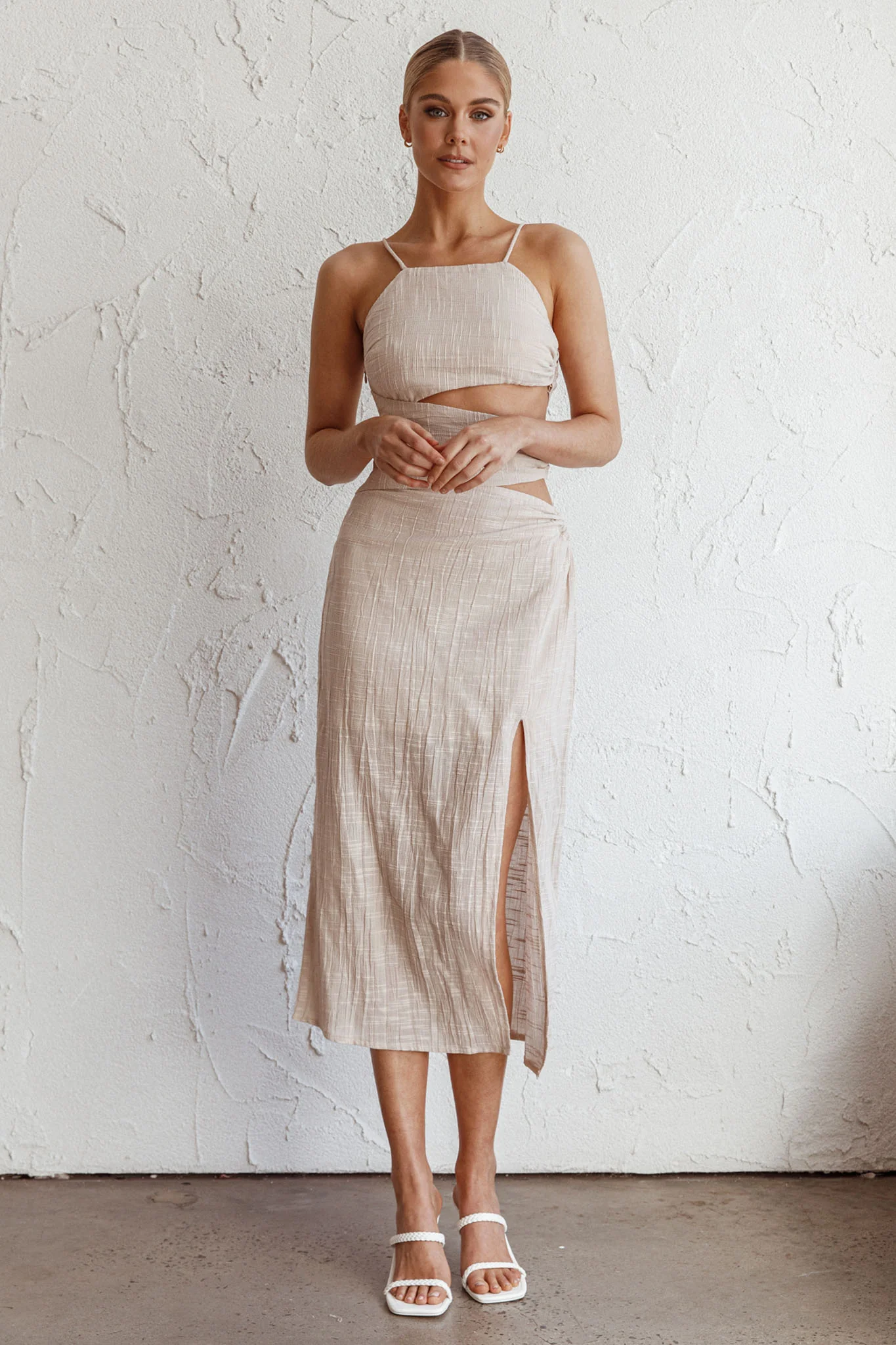 Virgin Islands Cut-Out Midi Dress Sand - Sonourner