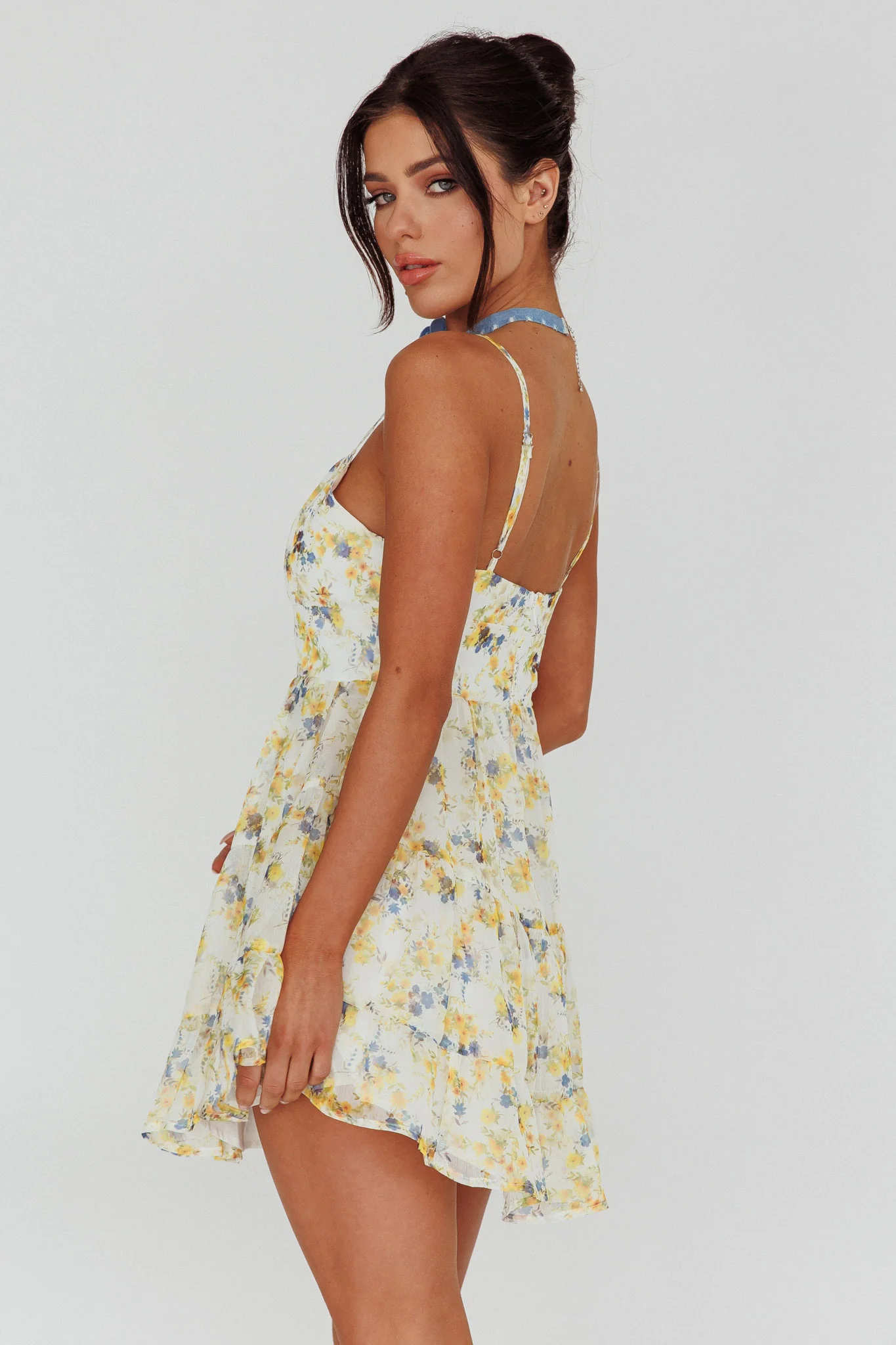 Eternal Sunshine Gathered Bust Babydoll Dress Vintage Blue - Sonourner