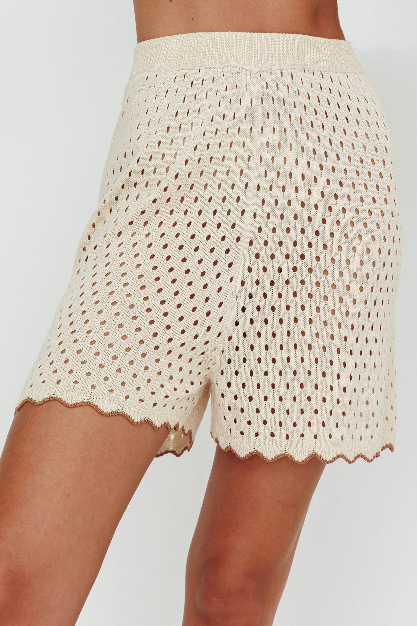 Just A Hunch Crochet Shorts Nutmeg/Shell - Sonourner