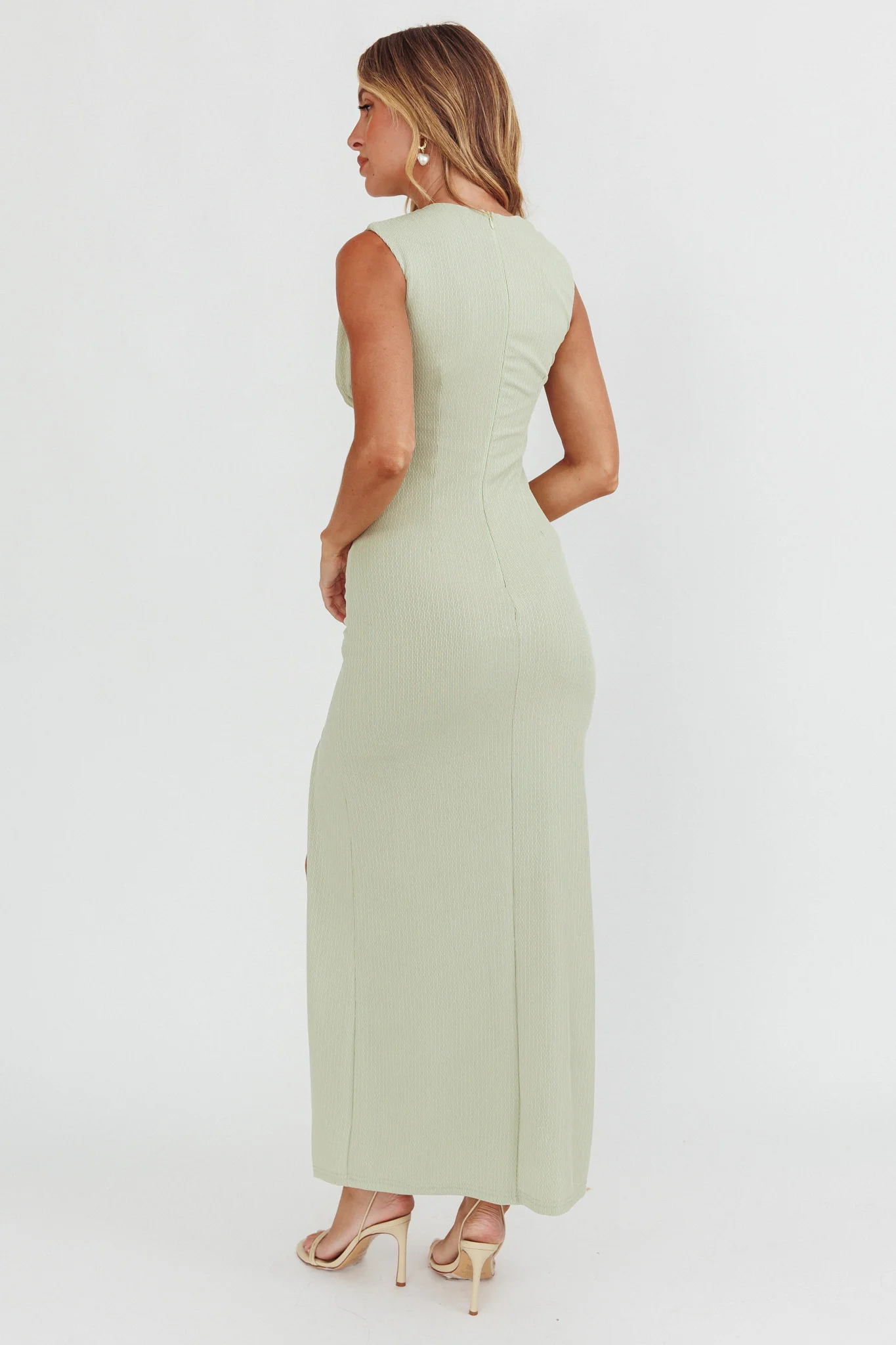 Daleela Asymmetric Neckline Maxi Dress Sage - Sonourner