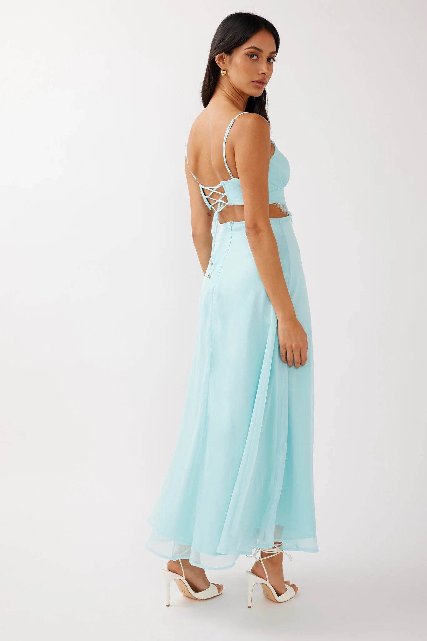 More Love Lace Trim Cut-Out Midi Dress Mint - Sonourner