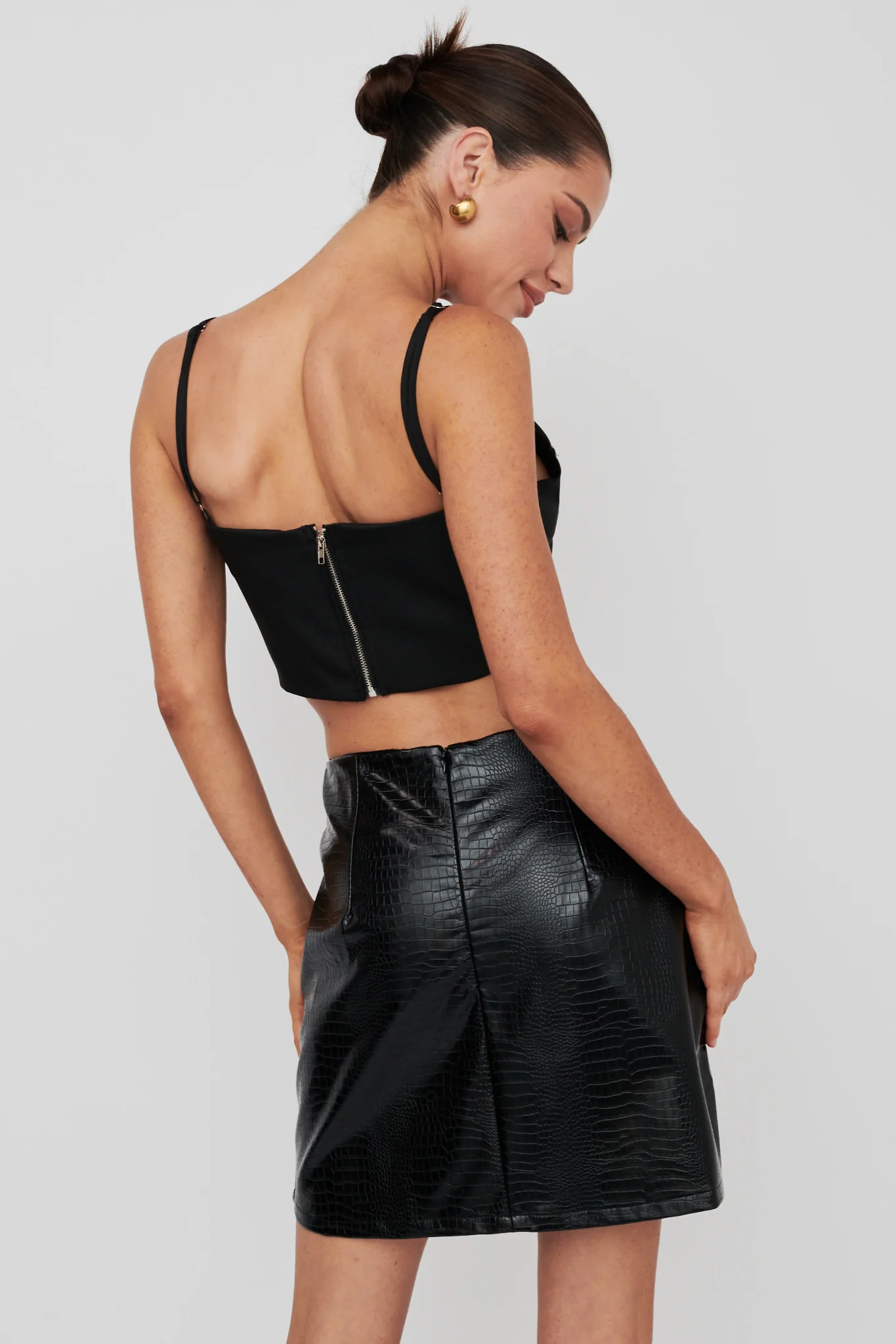 Darwin Embossed Mini Skirt Black - Sonourner