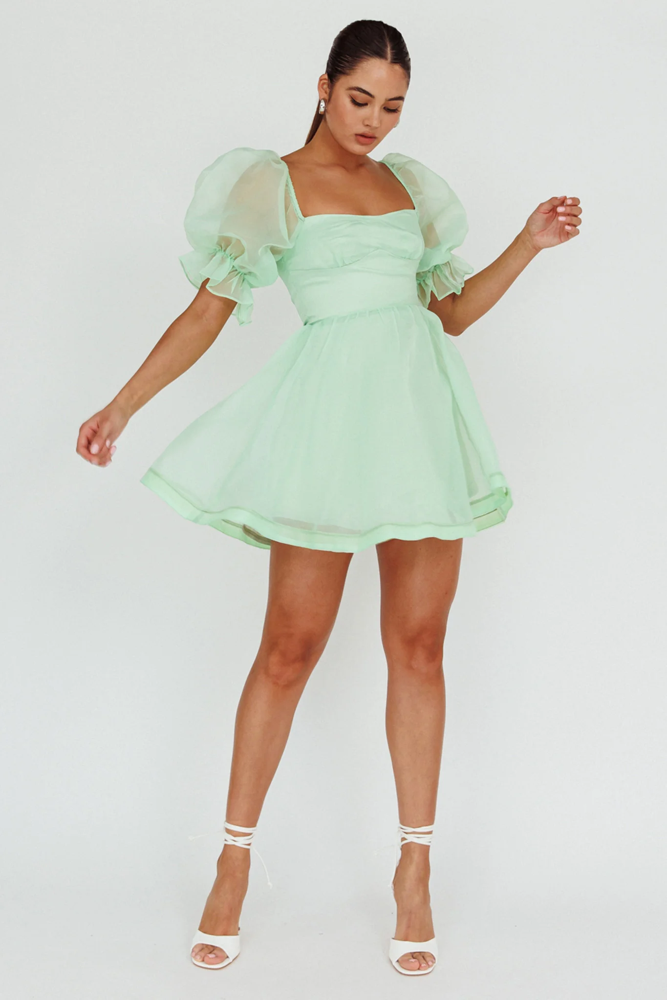 I've Got Sunshine Puff Sleeve Mini Dress Mint - Sonourner