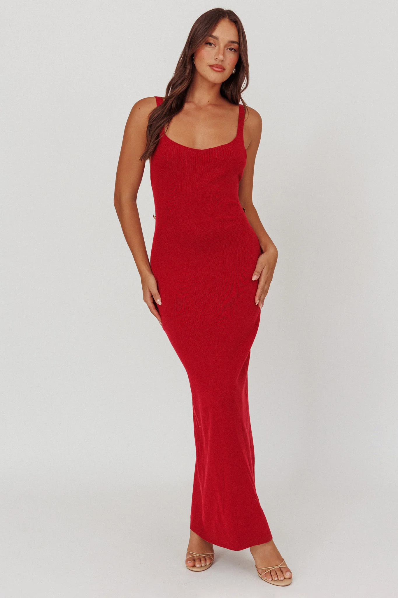 Fall Moon Cut-Out Back Maxi Dress Cherry - Sonourner