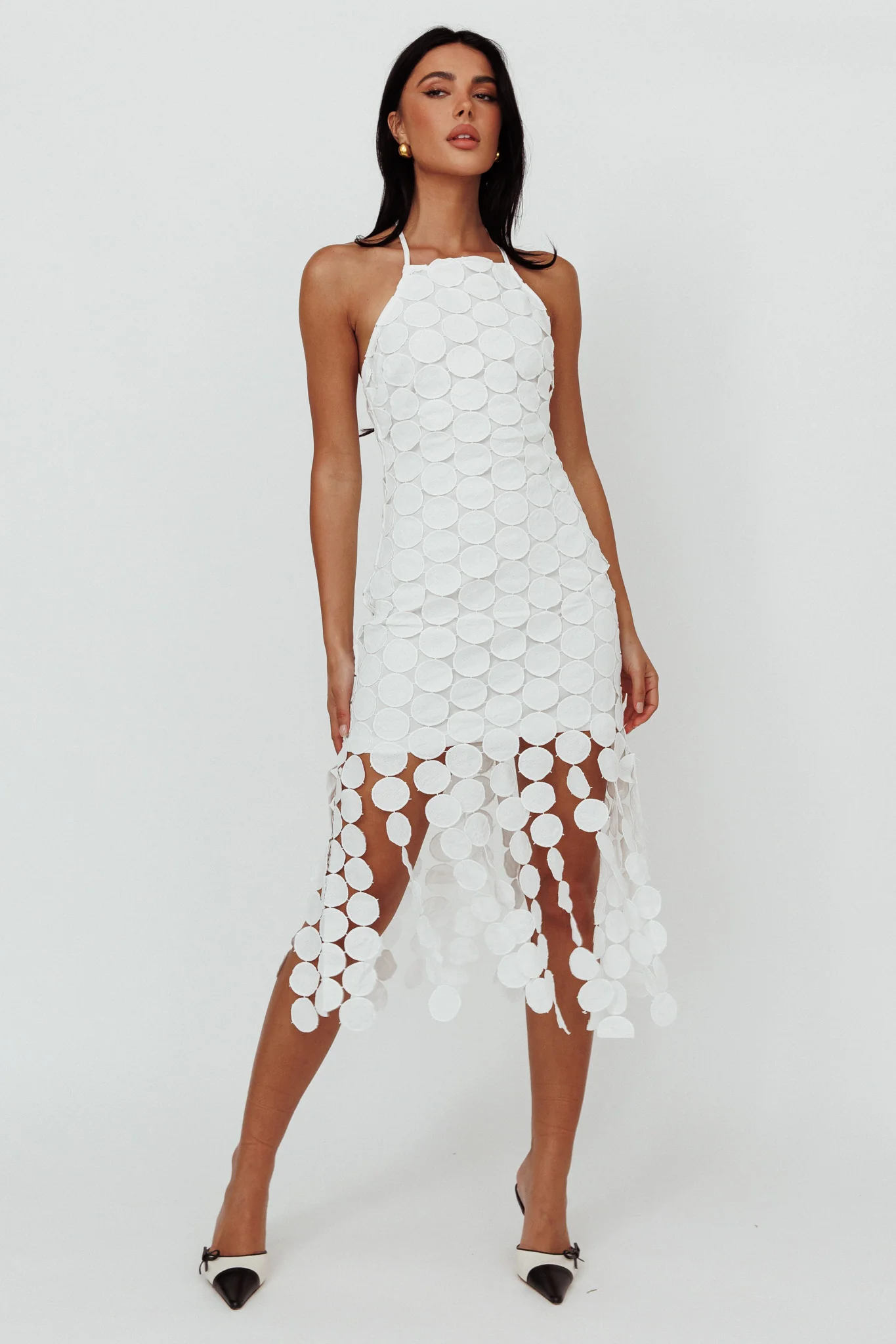 Taking Chances Halterneck Circle Mini Dress White - Sonourner