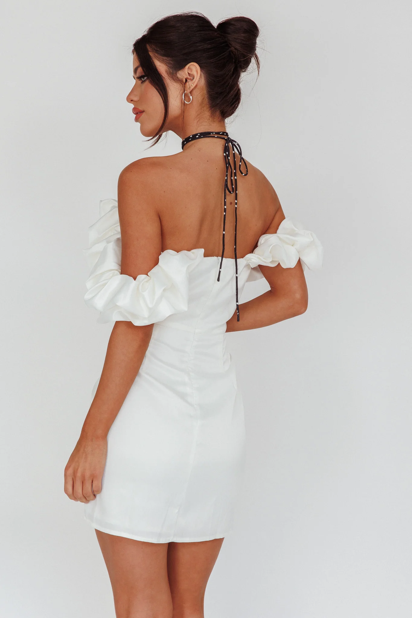 La Palma Off-Shoulder Mini Dress Off White - Sonourner