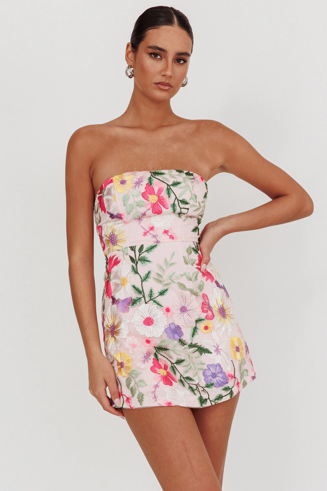 Entered The Chat Strapless Mini Dress Multi - Sonourner