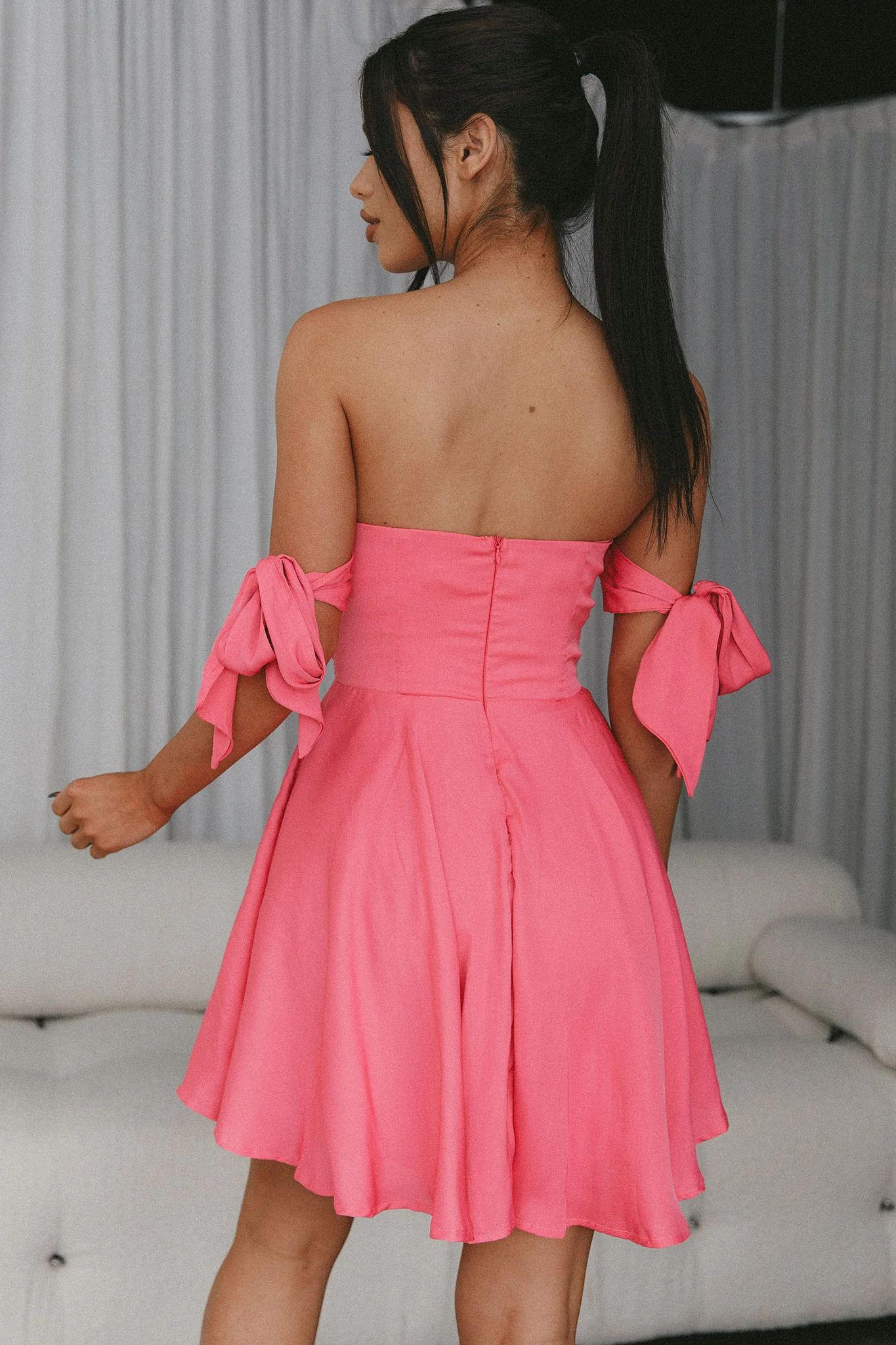 One Sweet Day Off Shoulder A-Line Dress Hot Pink - Sonourner