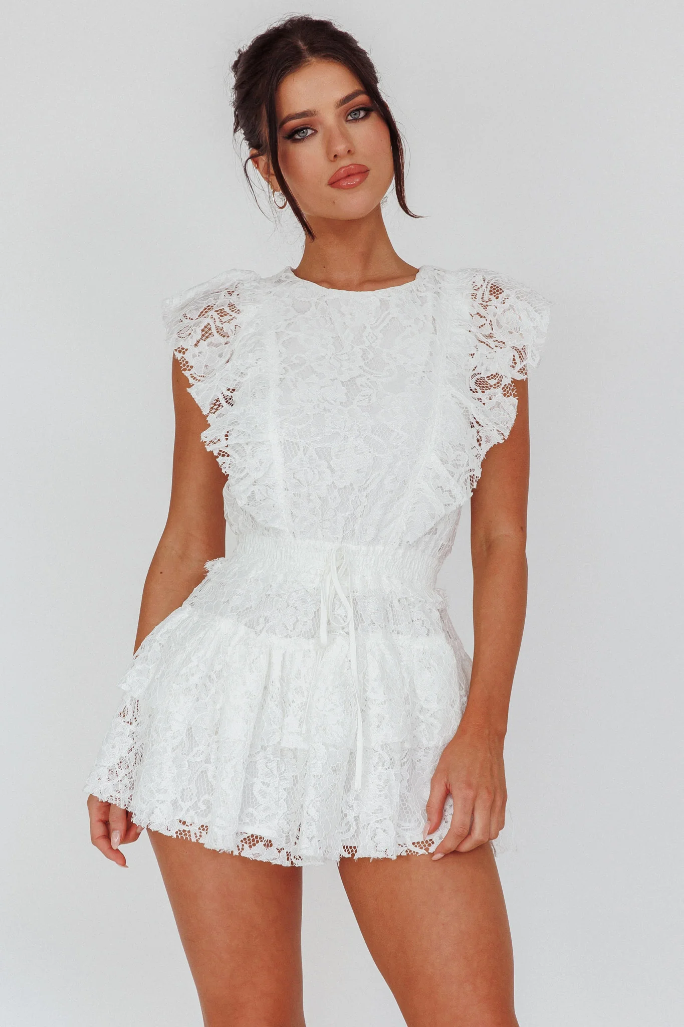 Sevila Sleeveless Lace Romper White - Sonourner