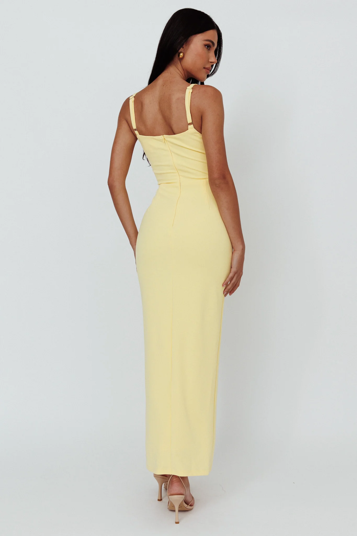 Love To Love Front Split Maxi Dress Lemon - Sonourner