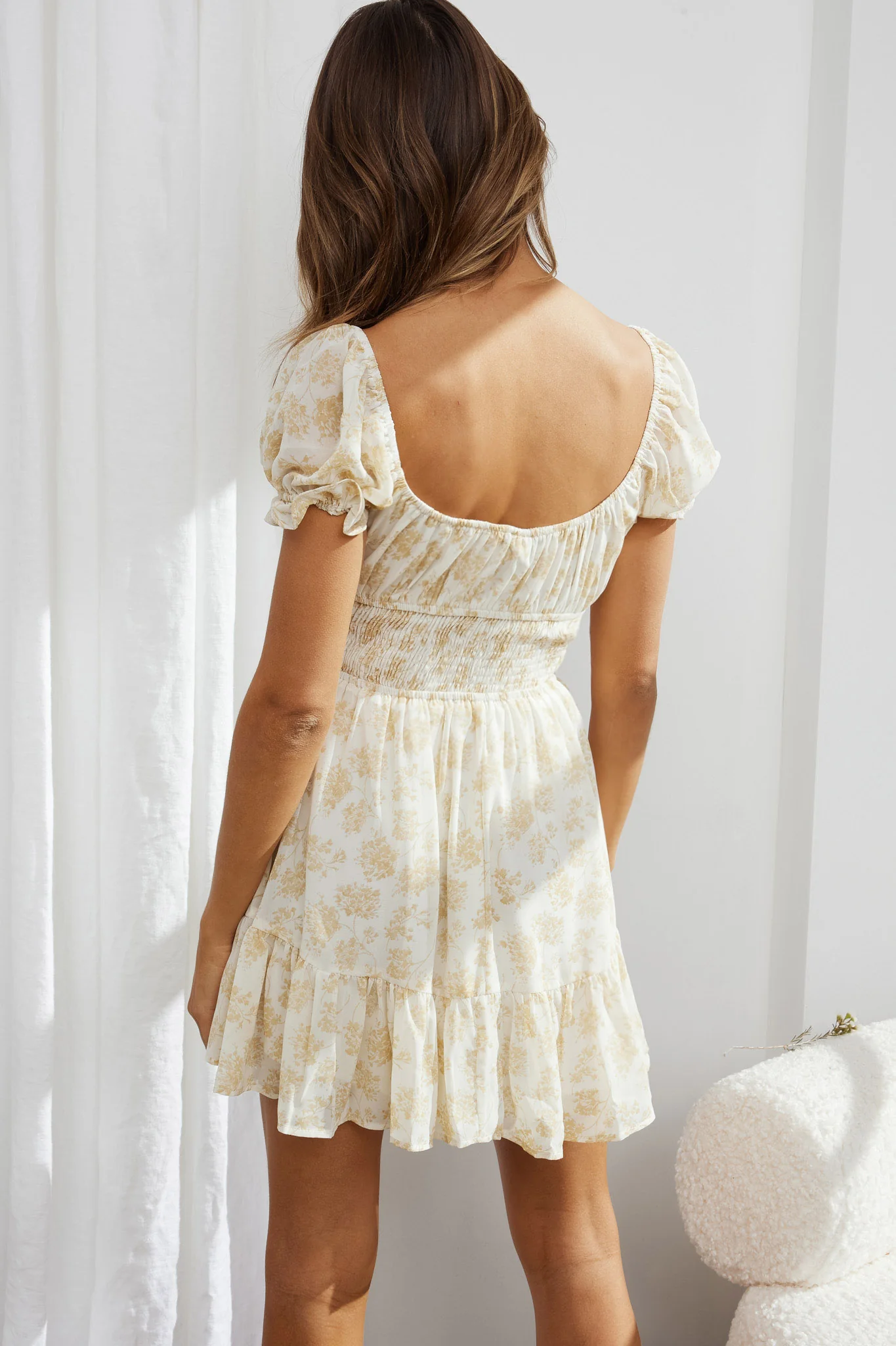 Amilie Shirred Waist Sundress Floral Yellow - Sonourner