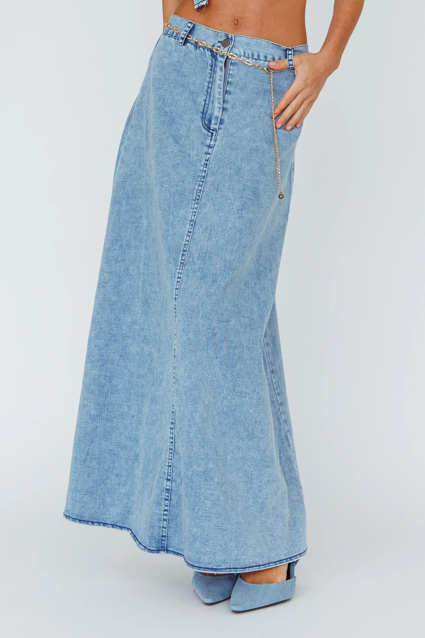 Romcom Maxi Skirt Denim Blue - Sonourner