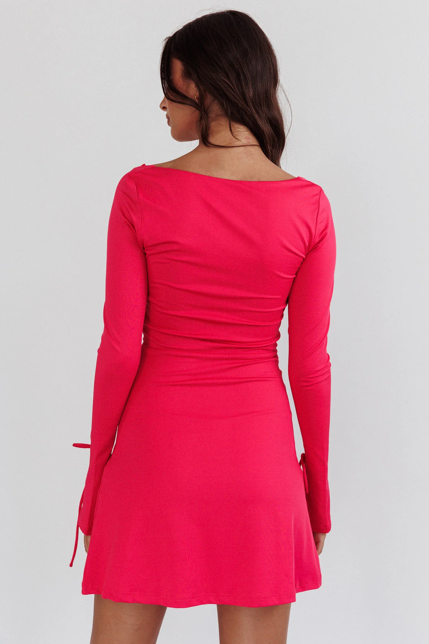 Safe Keeping Long Sleeve Mini Dress Hot Pink - Sonourner