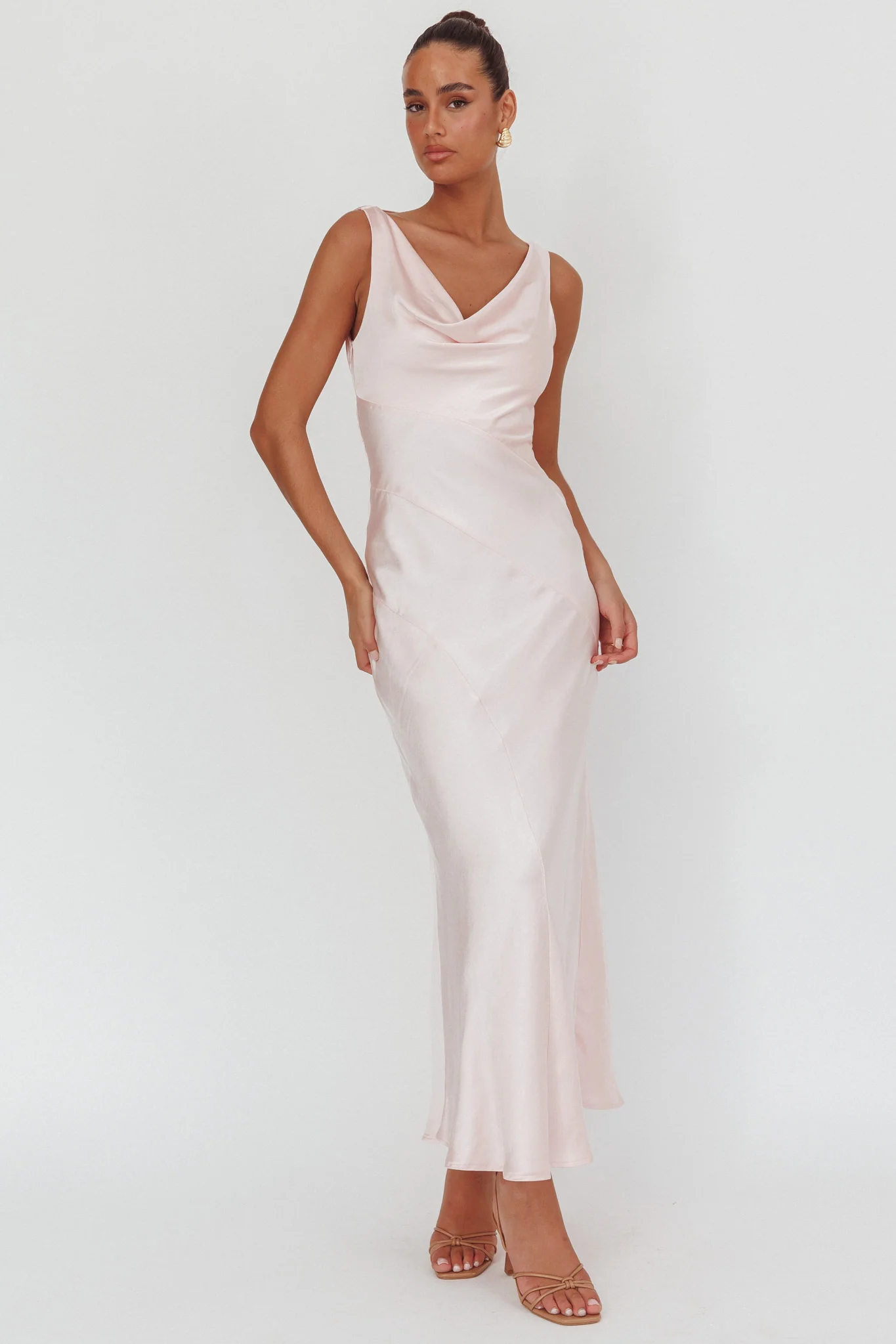 Good Intentions Cowl Neck Open Back Maxi Dress Pink - Sonourner
