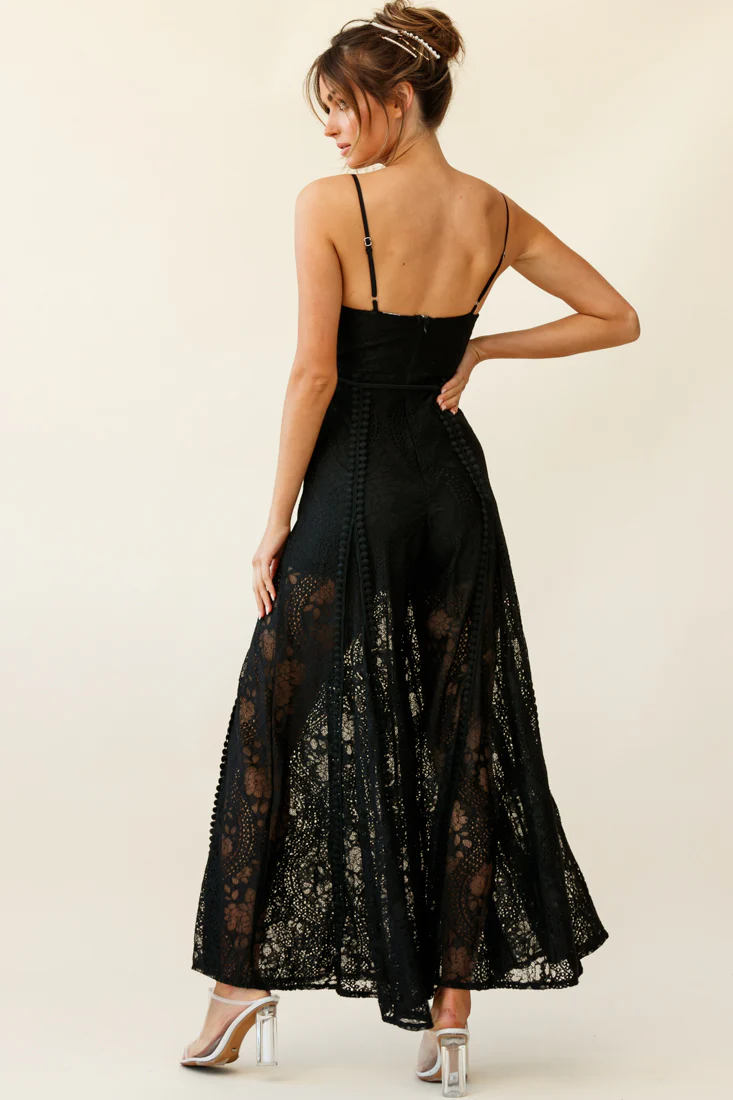 Palm Springs Lace Jumpsuit Black - Sonourner