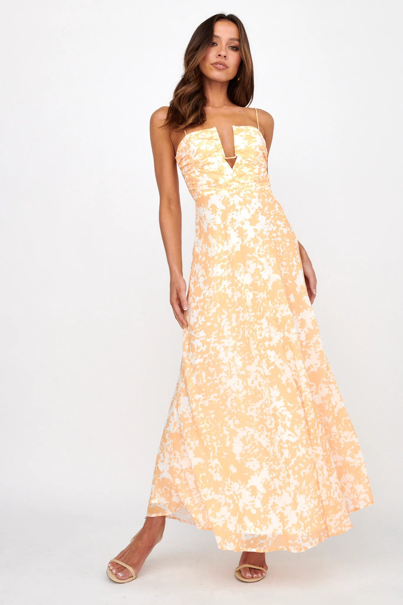 Huda U-Wire Bust Low Back Maxi Dress Yellow - Sonourner