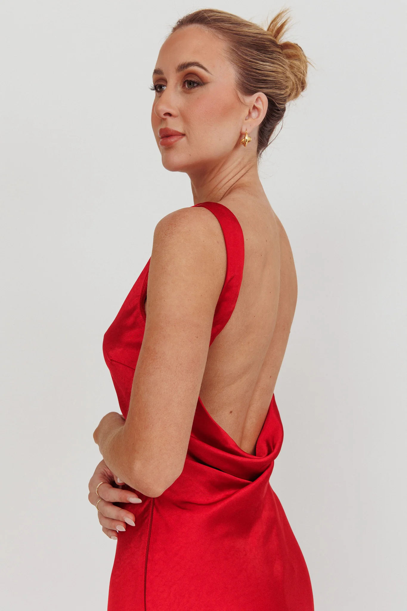 Carmine Satin Sleeveless Maxi Dress Wine - Sonourner