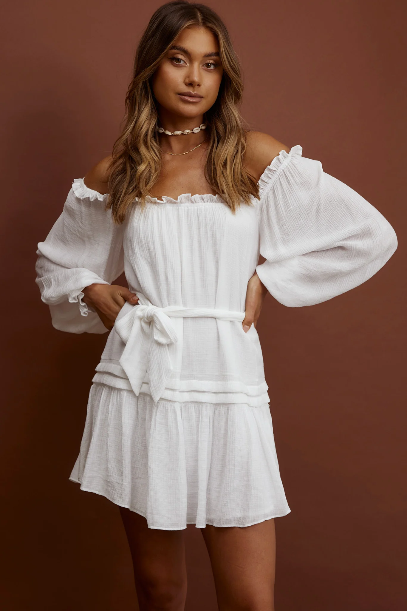 Sycamore Off- Shoulder Pintuck Dress White - Sonourner