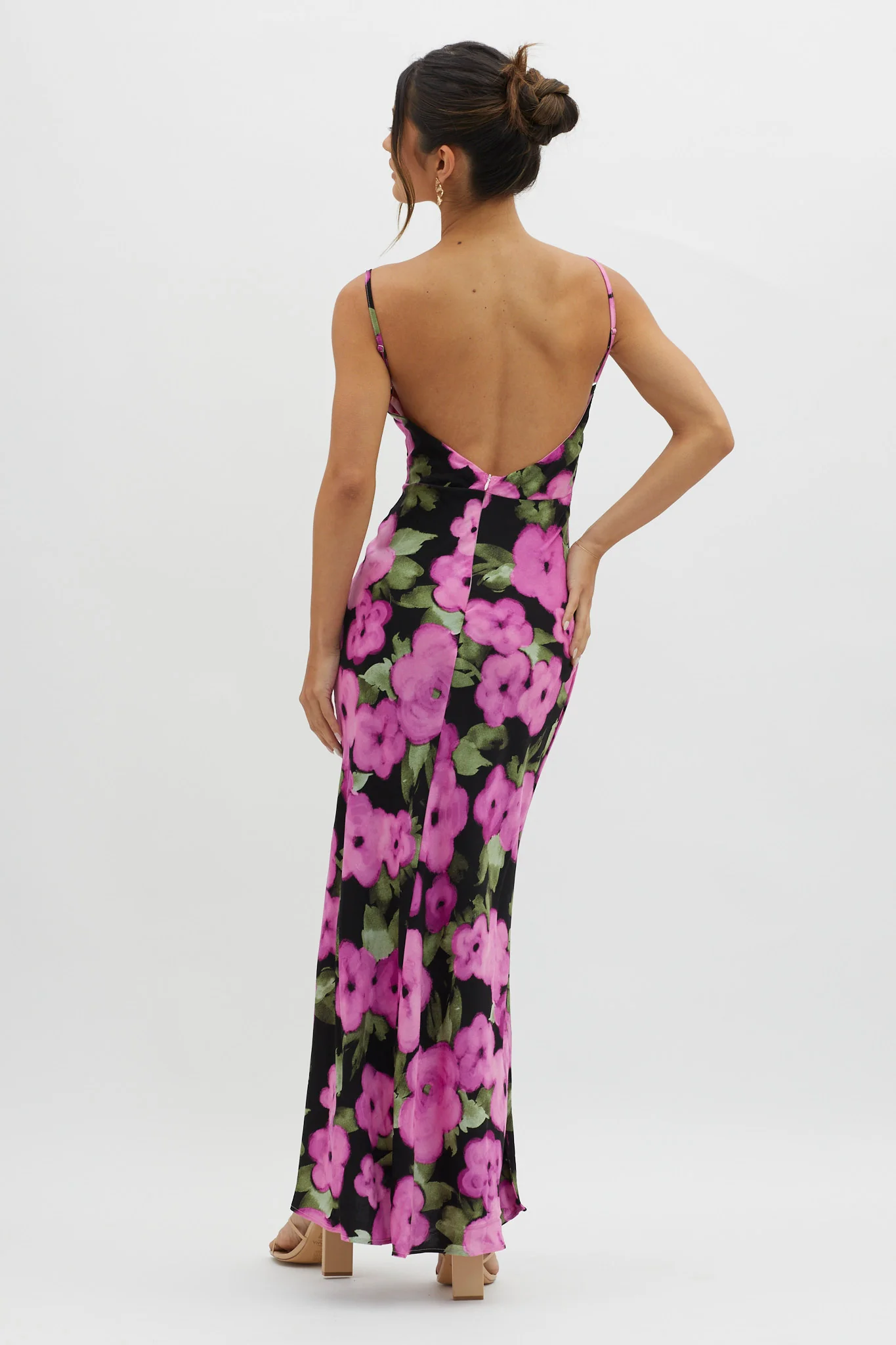 Kasha Low Back Maxi Dress Floral Pink - Sonourner