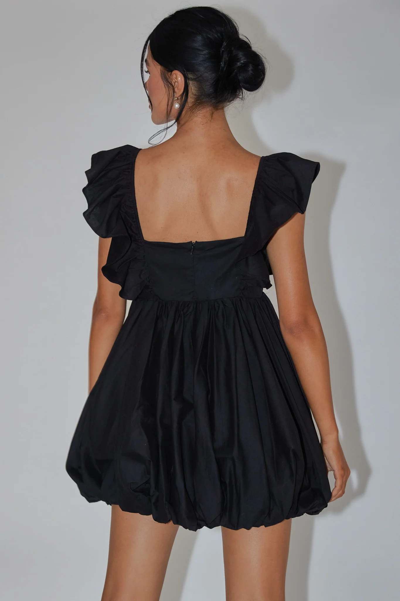 Horoscope Bubble Hem Mini Dress Black - Sonourner