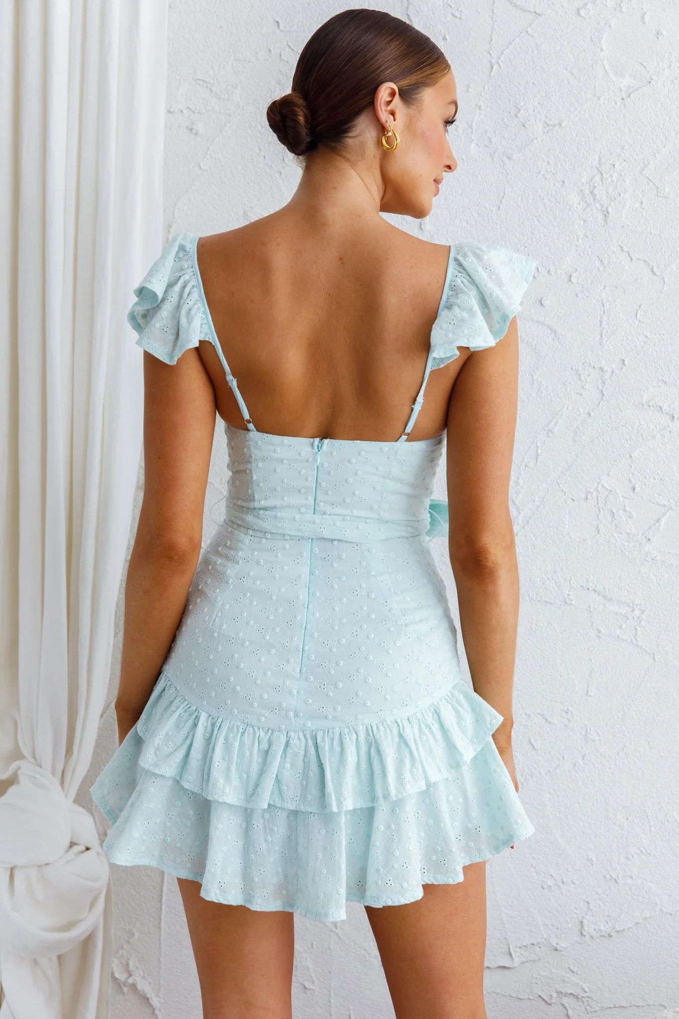 Theodore Ruffle Trimmed Mini Dress Sage - Sonourner